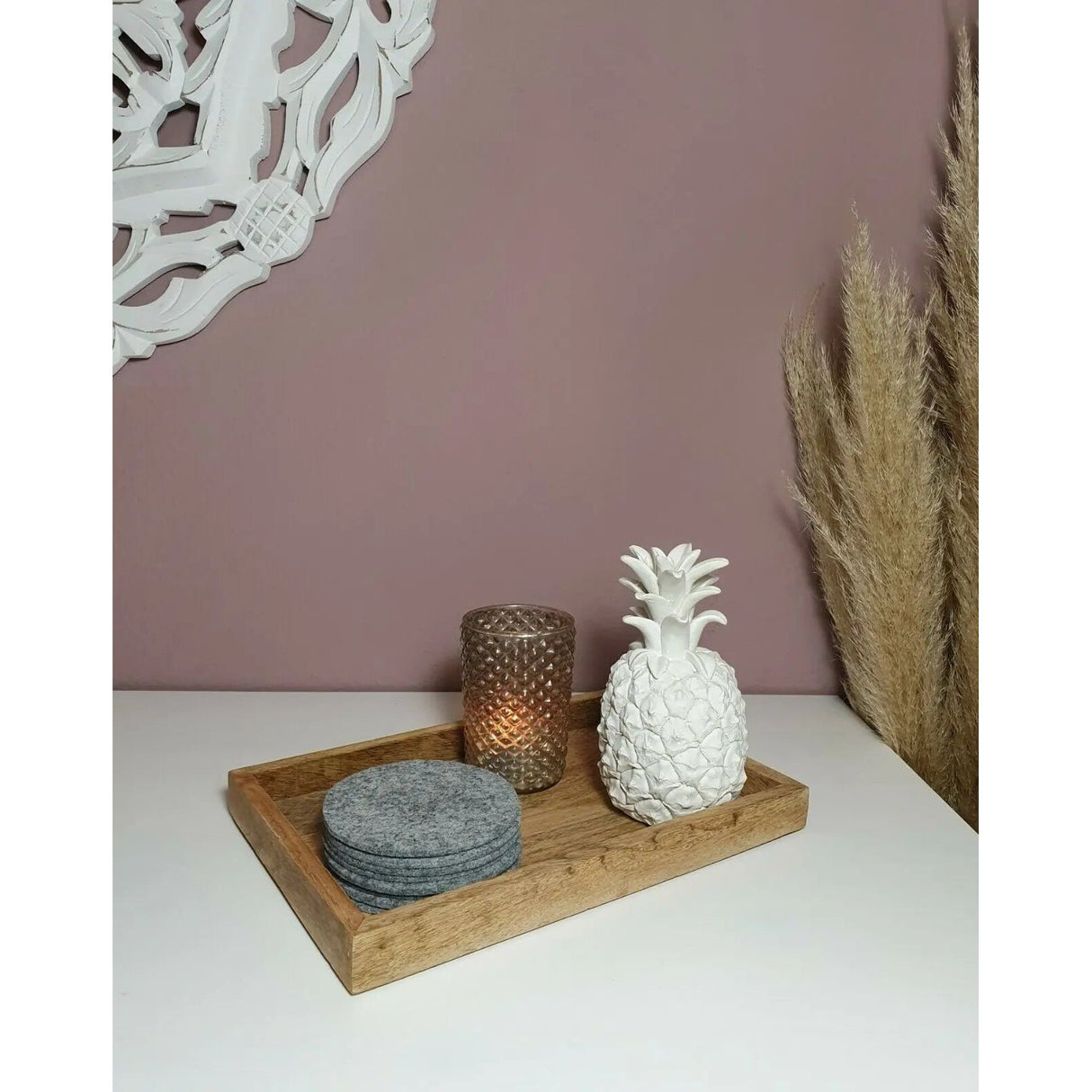 Tablett Mangoholz Holztablett Tischdeko Landhaus Dekotablett Mango Holz 33x22 cm