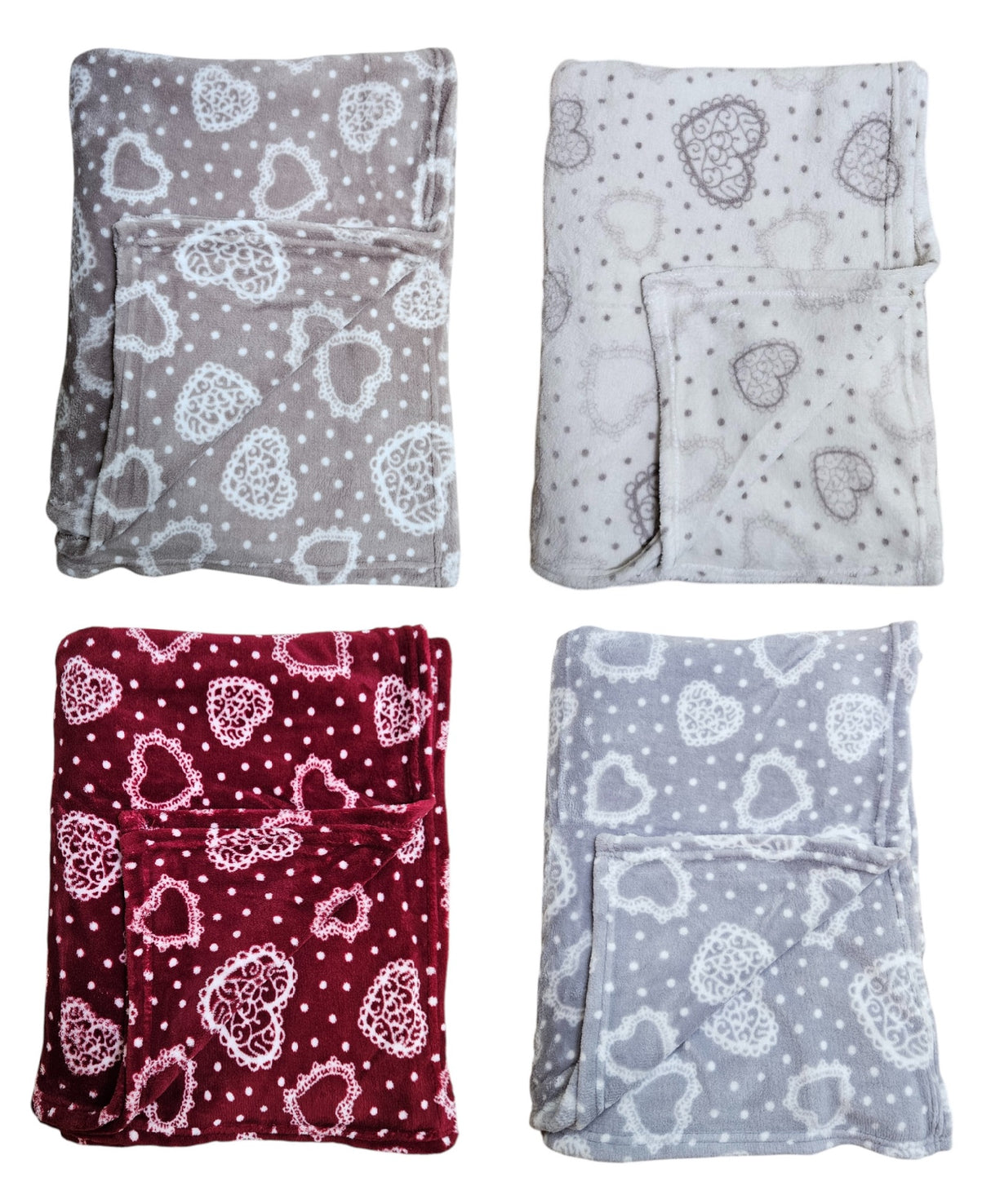 Kuscheldecke Decke Tagesdecke Herz 150x200 cm Creme Grau Beige Rot Wohndecke