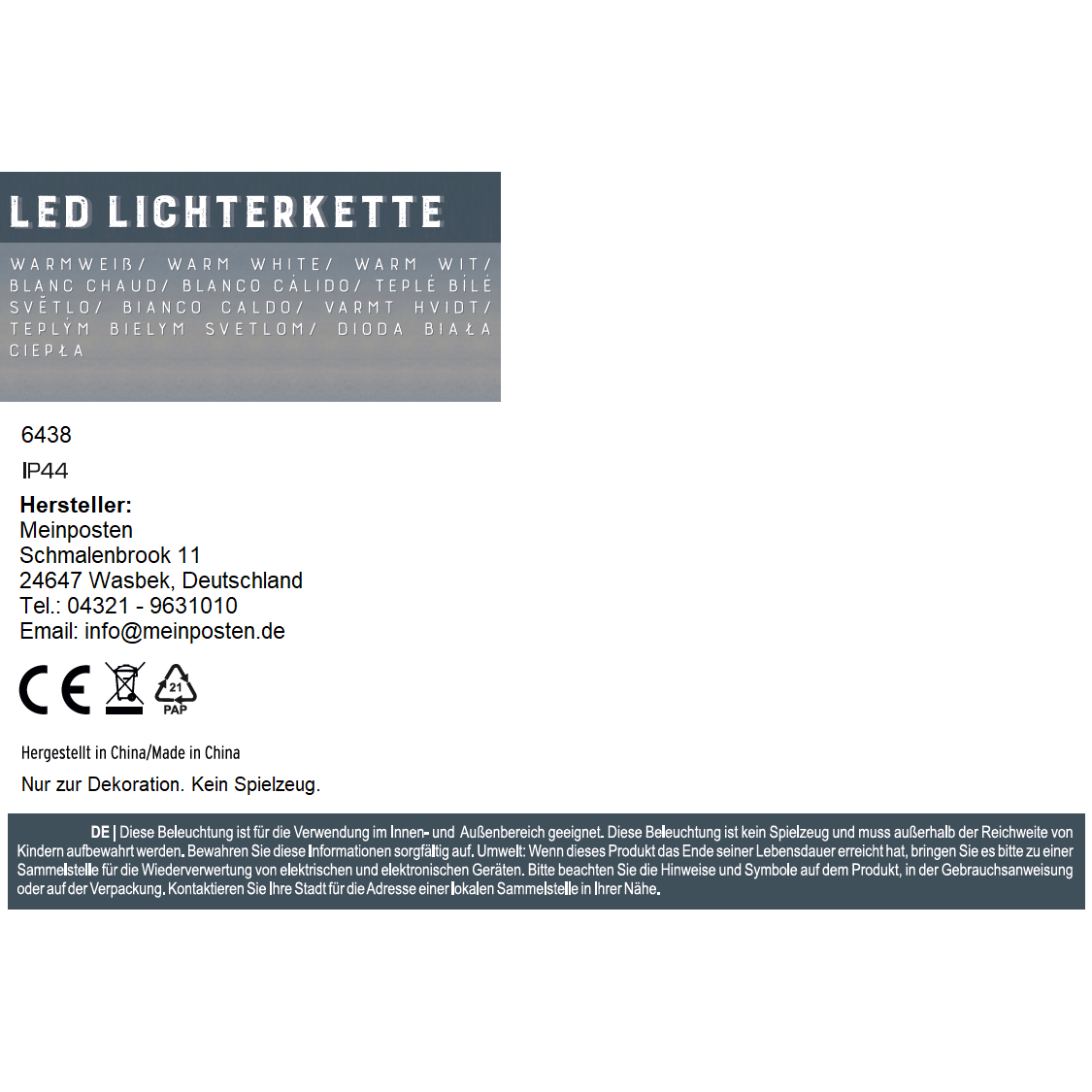 Lichterkette warmweiß 576 LEDs Timer Gartenbeleuchtung innen & außen