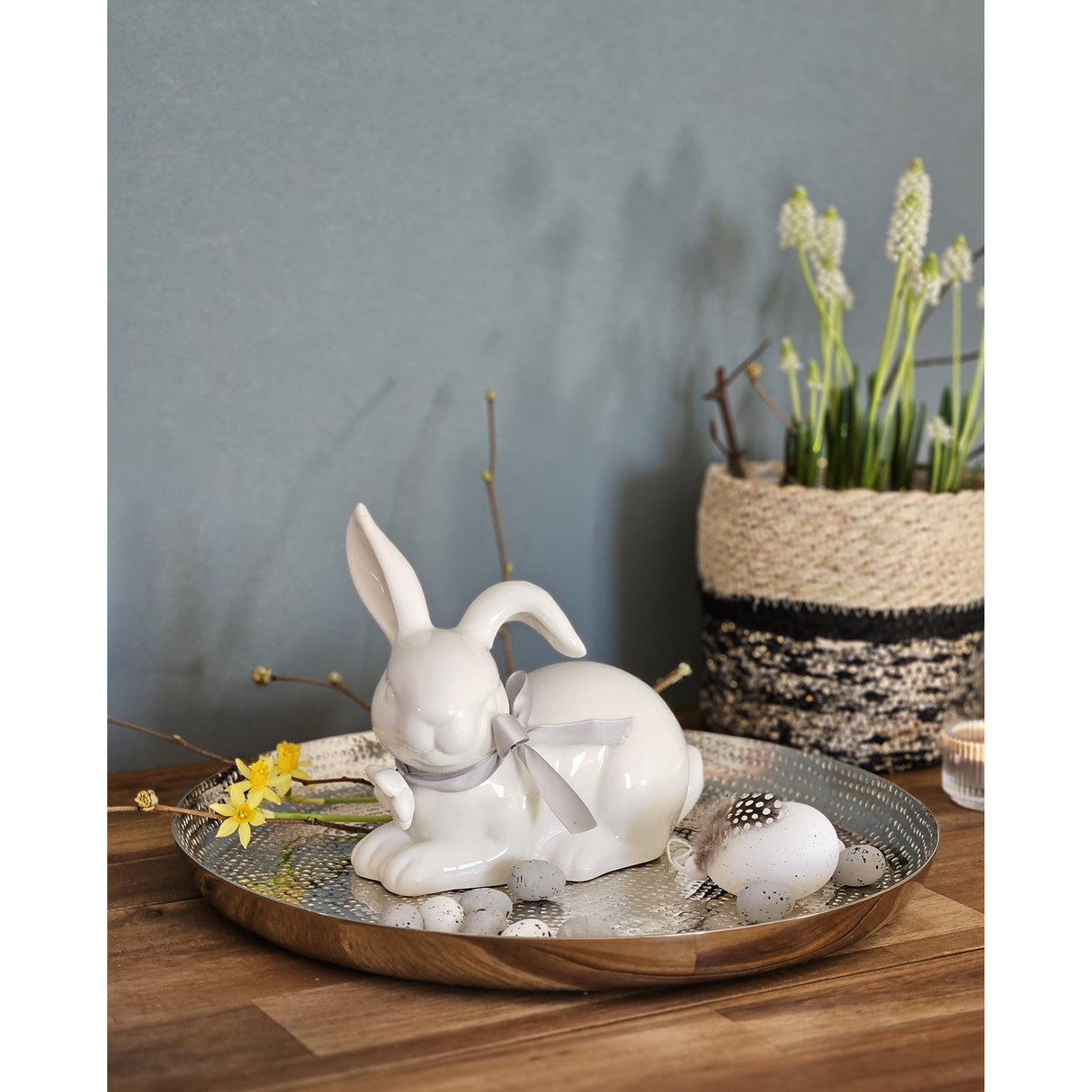 Teller Dekoteller Silber Metall rund Hammerschlag Kerzenteller Schale Ø 33 cm