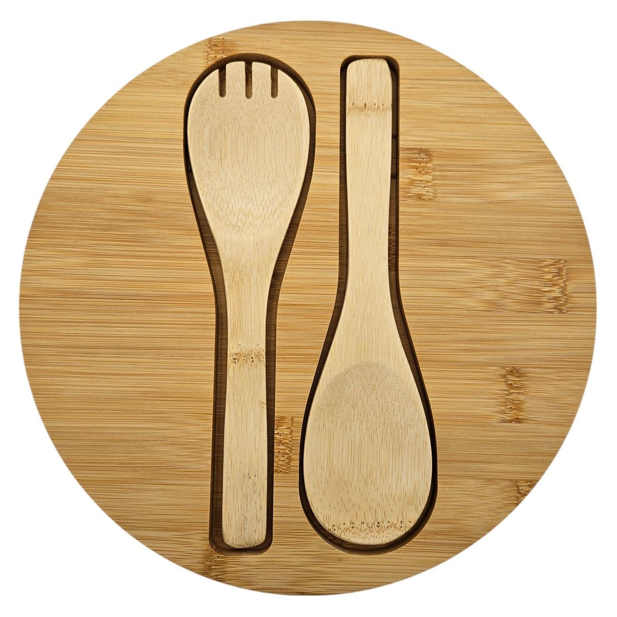 Salatschüssel mit Besteck Bambus grau 23 cm Holz Salatbesteck grau