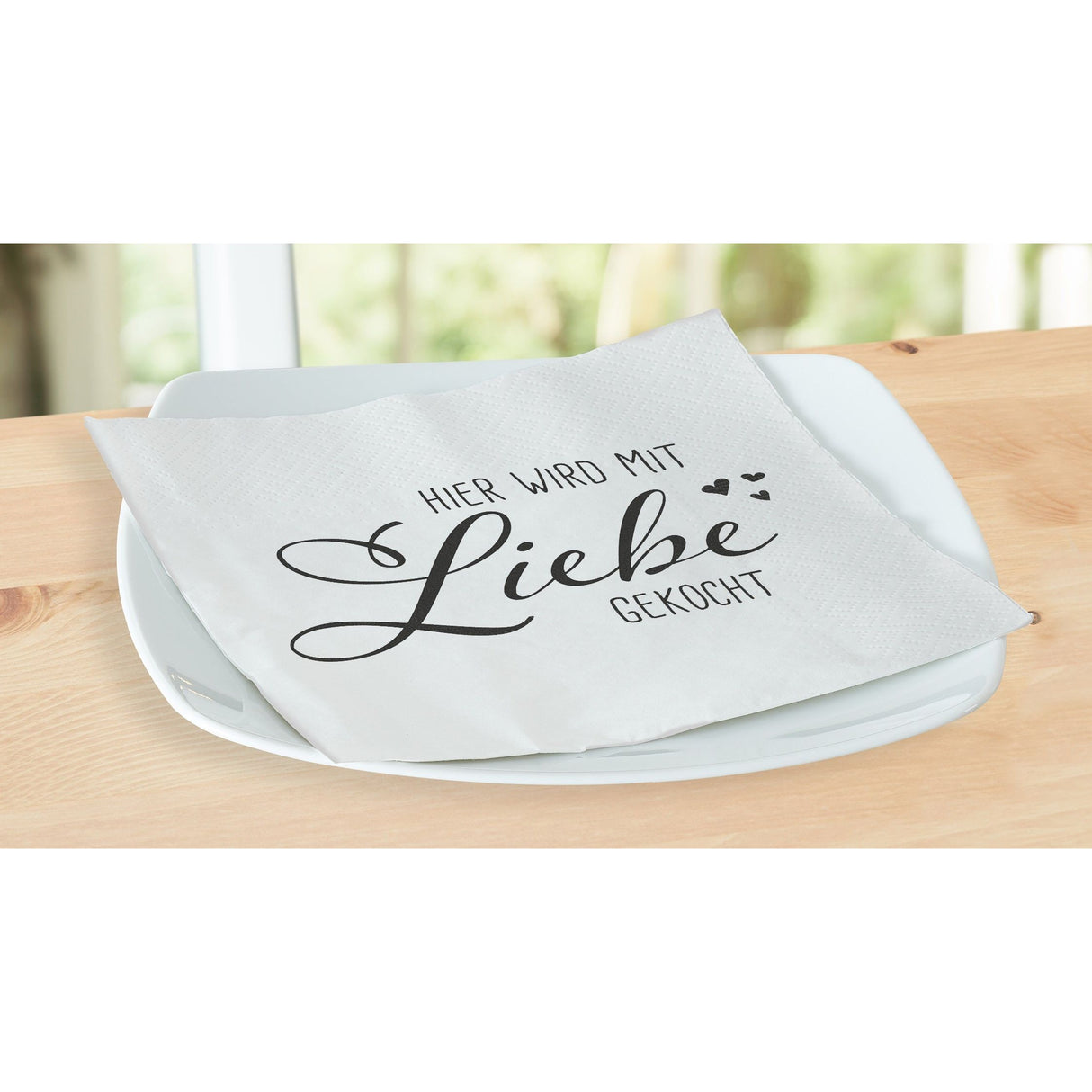 Servietten Hier wird mit Liebe gekocht 80 Stück Party Fest Tischdeko 33x33 cm