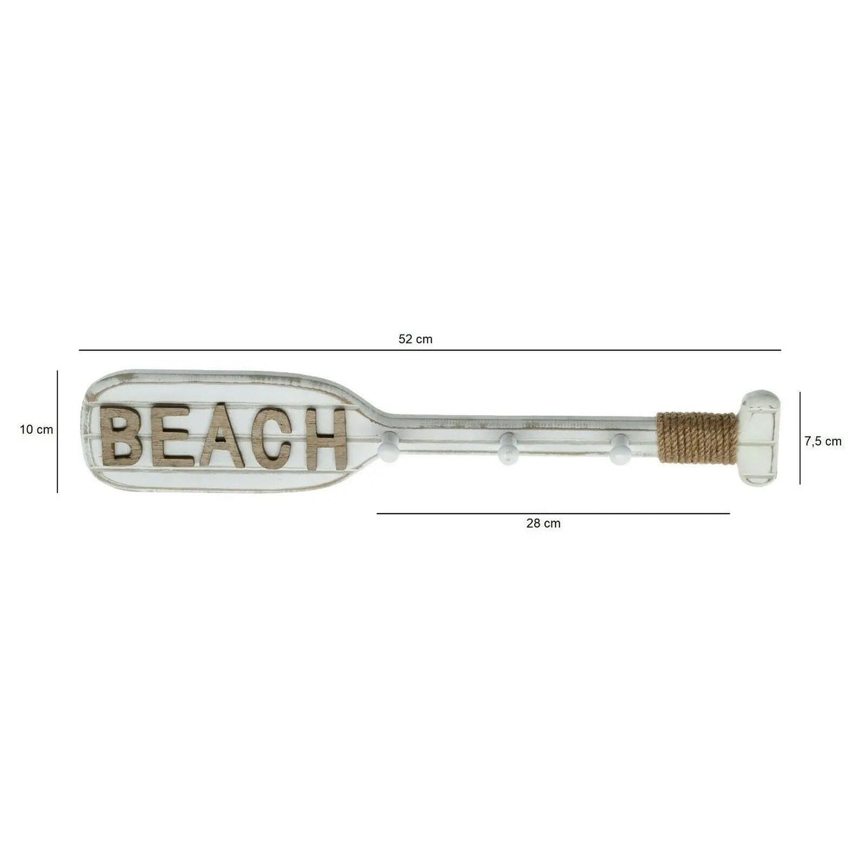 Paddel Hakenleiste 3 Haken weiß Holz Garderobe Dekopaddel Holzpaddel 52 cm BEACH