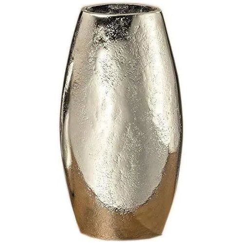 Dekovase Vase silber Metall oval Deko Metallvase Tischdeko Aluminium m