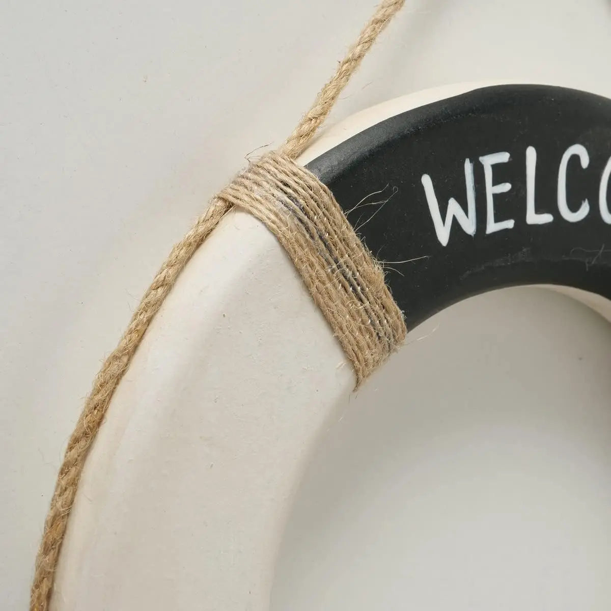 Wandbild Rettungsring Maritim schwarz 20 cm Holz Wanddeko Jute Deko Küs