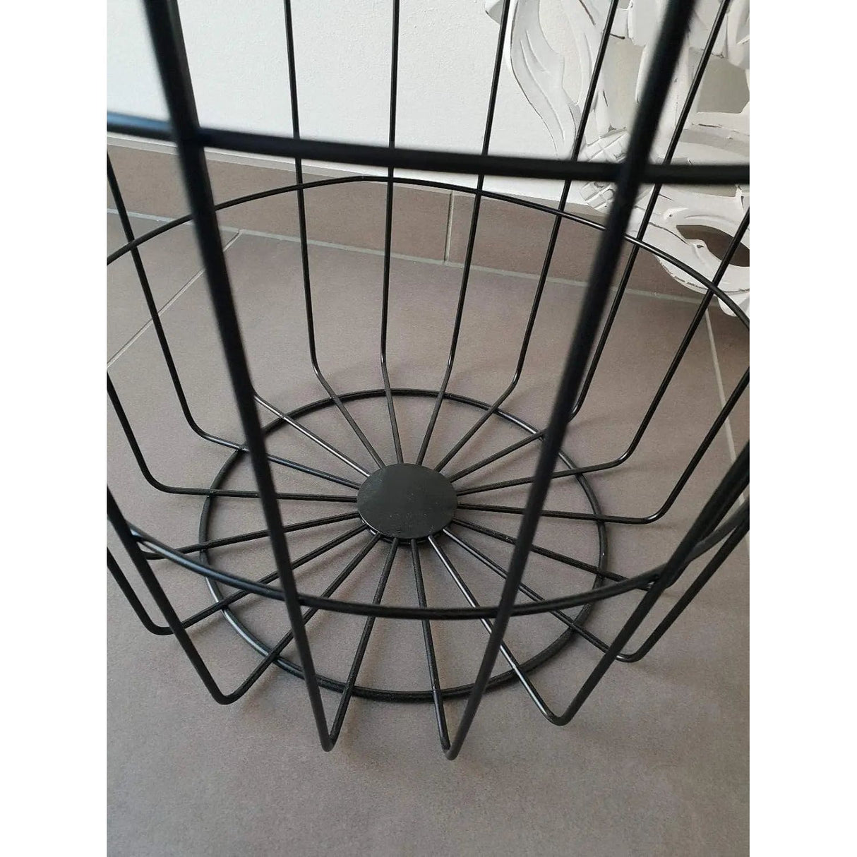 Beistelltisch Tisch mit Stauraum Ø 39 cm H=41 cm Metall/Holz Nachttisch Schwarz