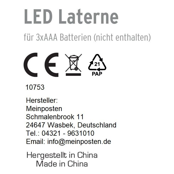 Laterne LED mit Timer batteriebetrieben flackerndes Licht Windlicht schwarz Deko