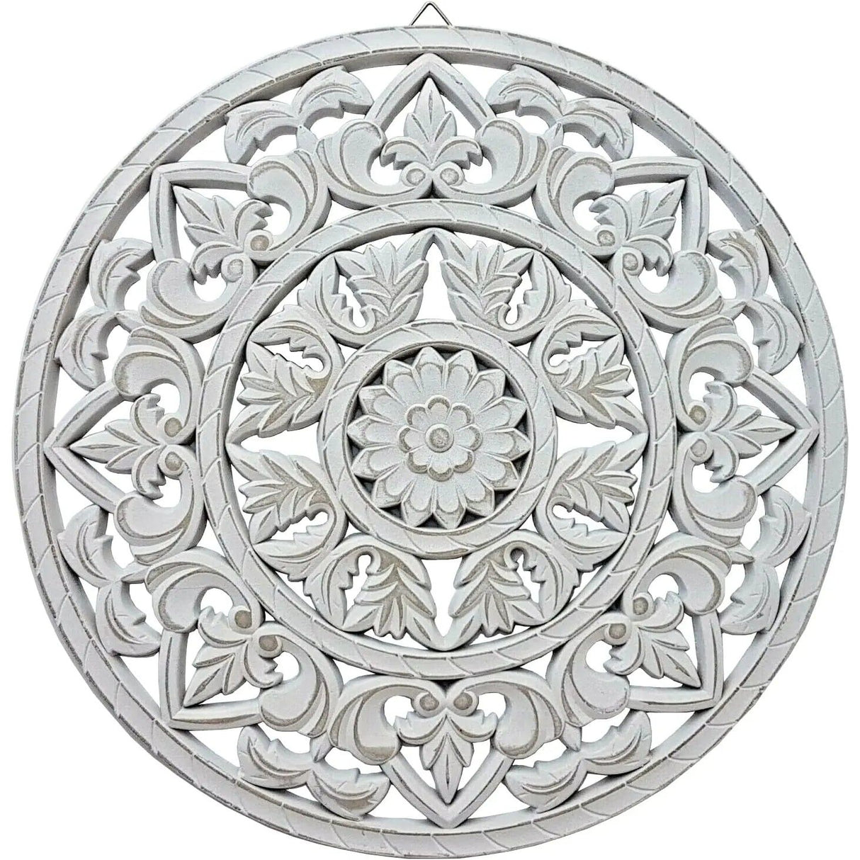 Holzbild Wand Wandbild Holz weiß Ornament Wandornament Wanddeko 35 cm shabby