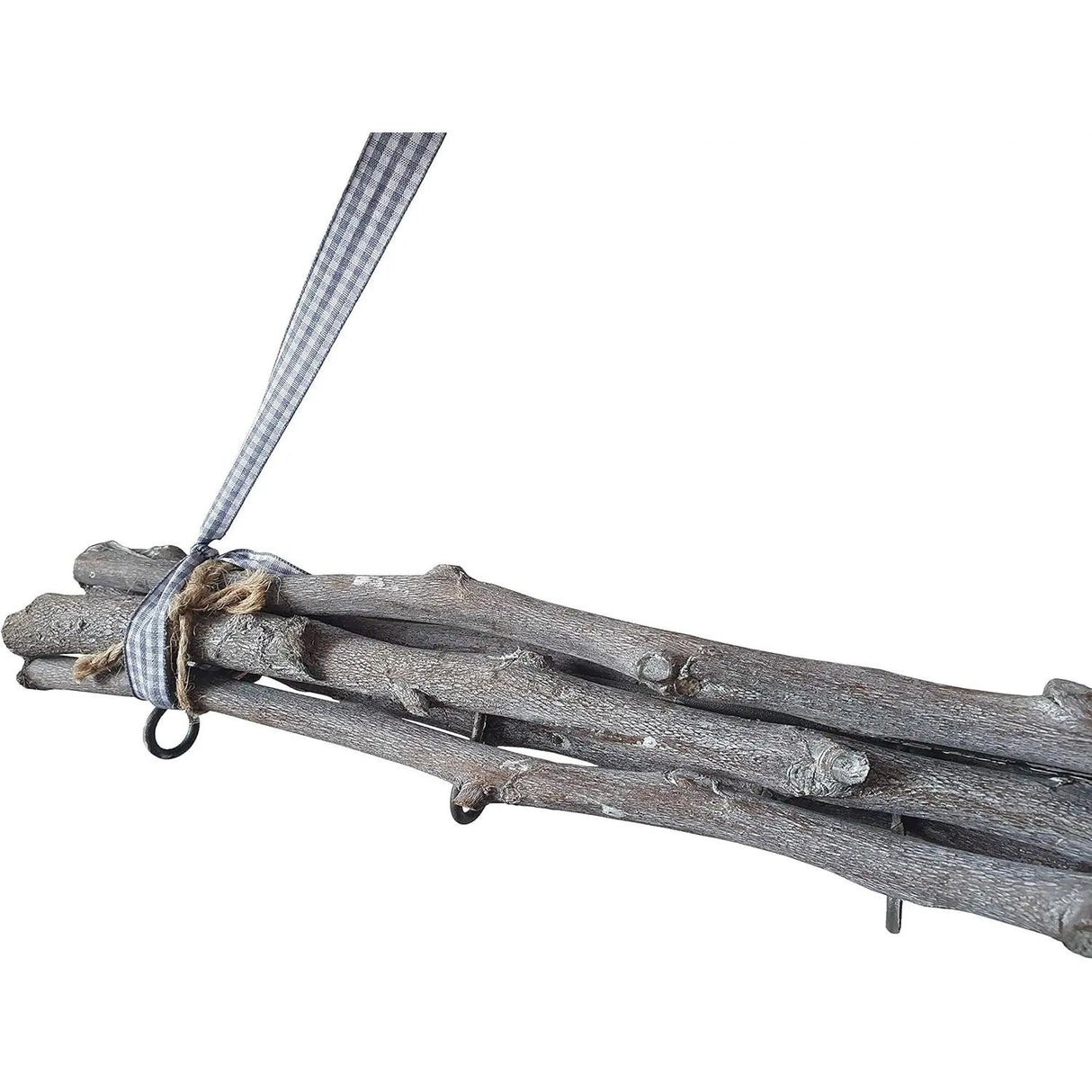 Dekozweige grau 50 cm Zweige Holz Fensterhänger mit 5 Haken shabby Deko Landhaus