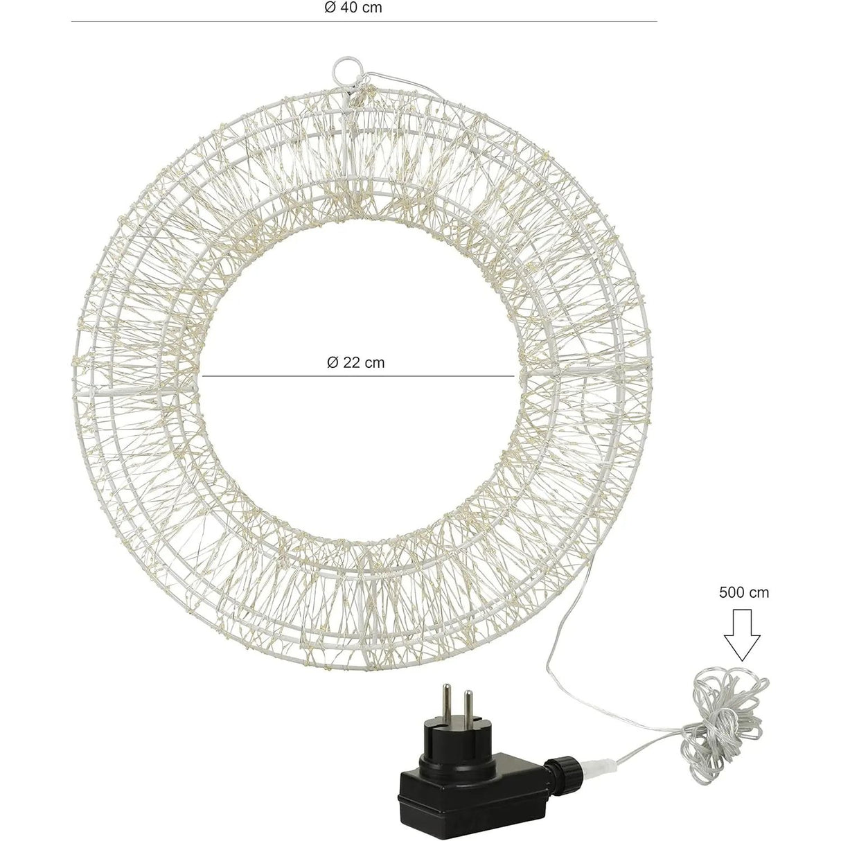 Kranz LED Timer Weihnachtskranz Türkranz Weihnachtsdeko warmweiß 38cm B-Ware - LED Türkranz