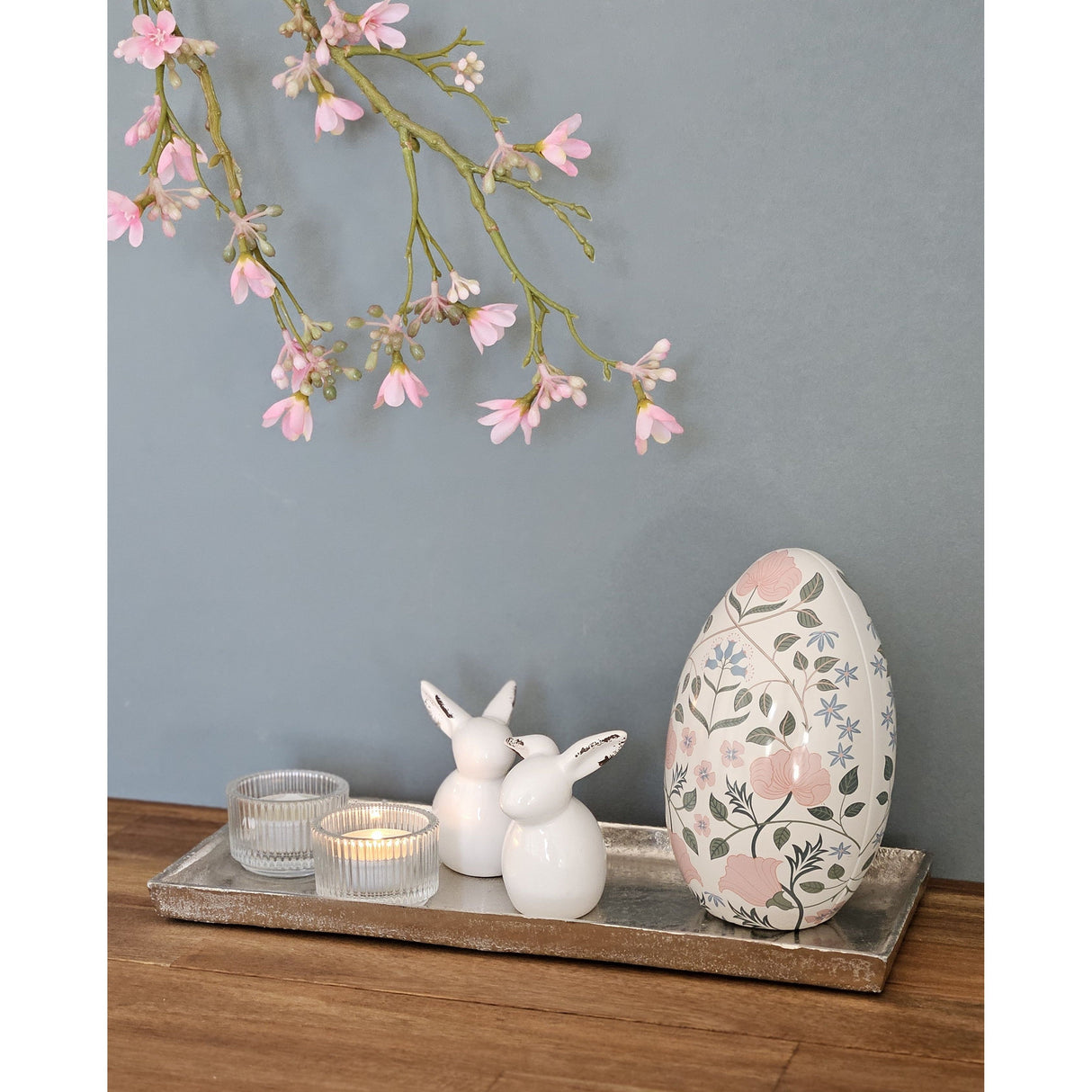 Tablett Dekoteller silber Metall massiv Tischdeko Schale Dekoschale Dekotablett 30 x 15 cm