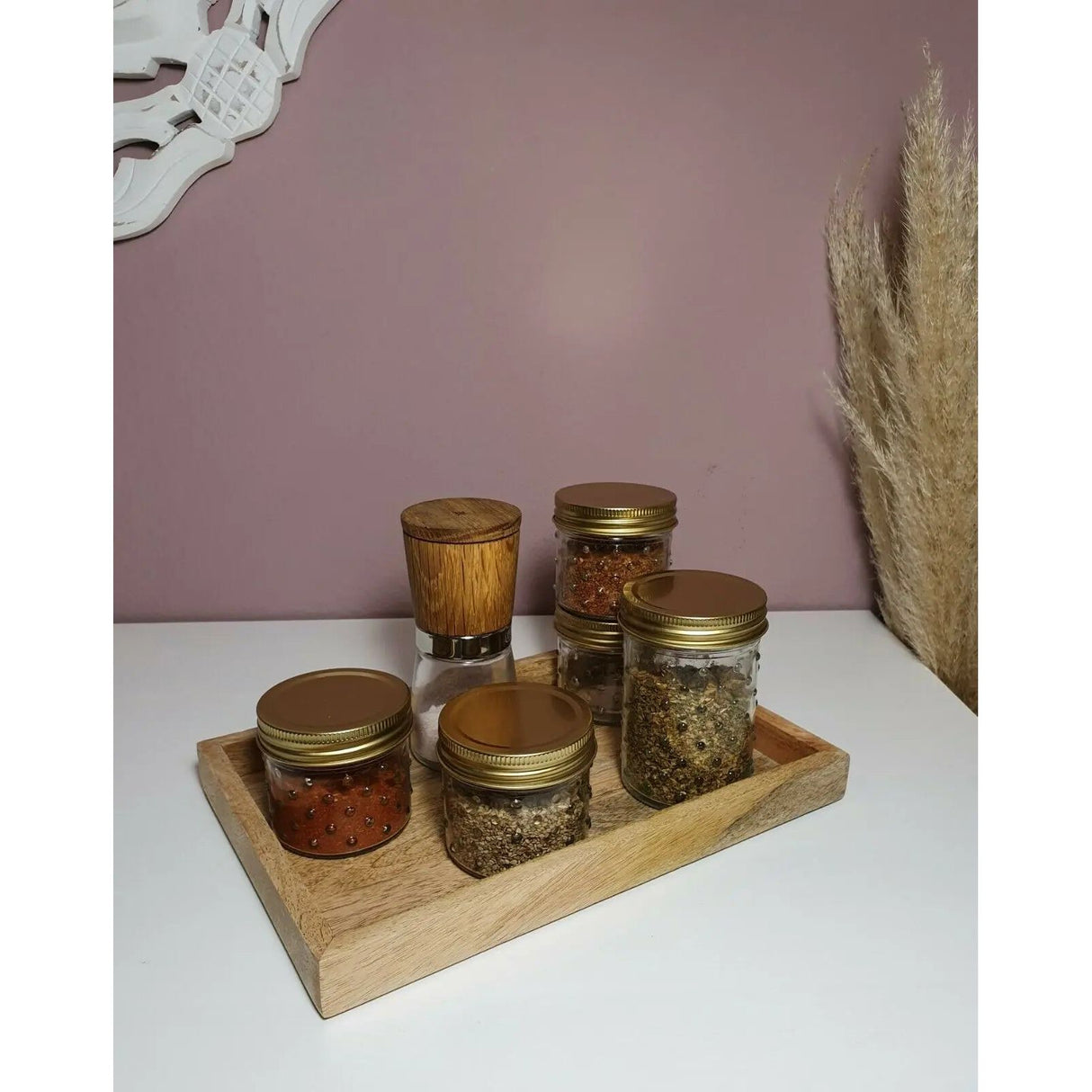 Tablett Mangoholz Holztablett Tischdeko Landhaus Dekotablett Mango Holz 33x22 cm