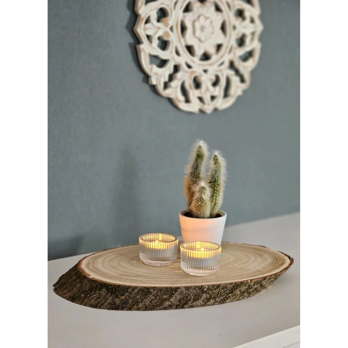 Baumscheibe Brett oval Holz Holzbrett Dekobrett Tablett Holzscheibe Ø 20 - 23 cm