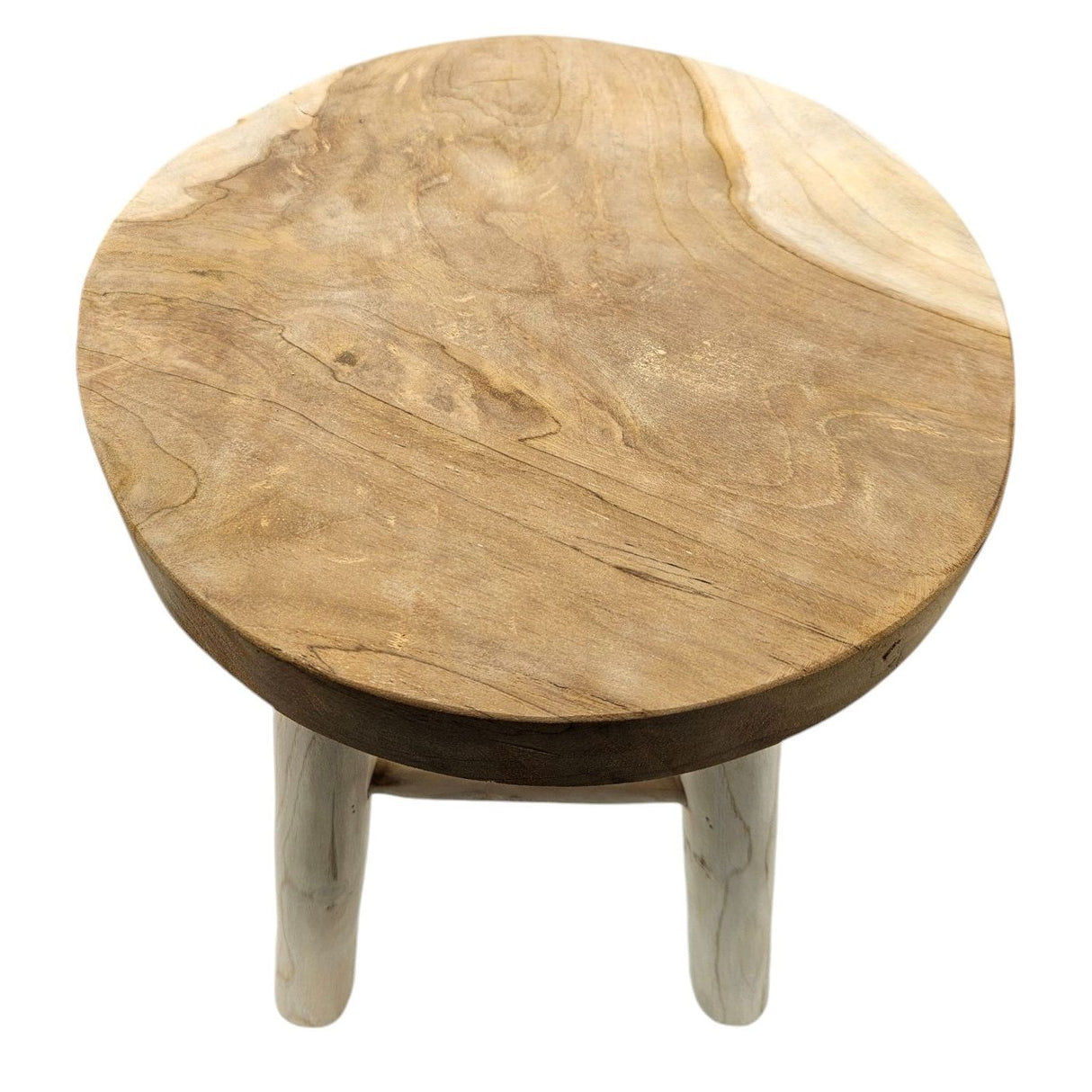 Beistelltisch Teakholz Tisch Natur rund Dekotisch Pflanzentisch Braun Holz Ø30cm