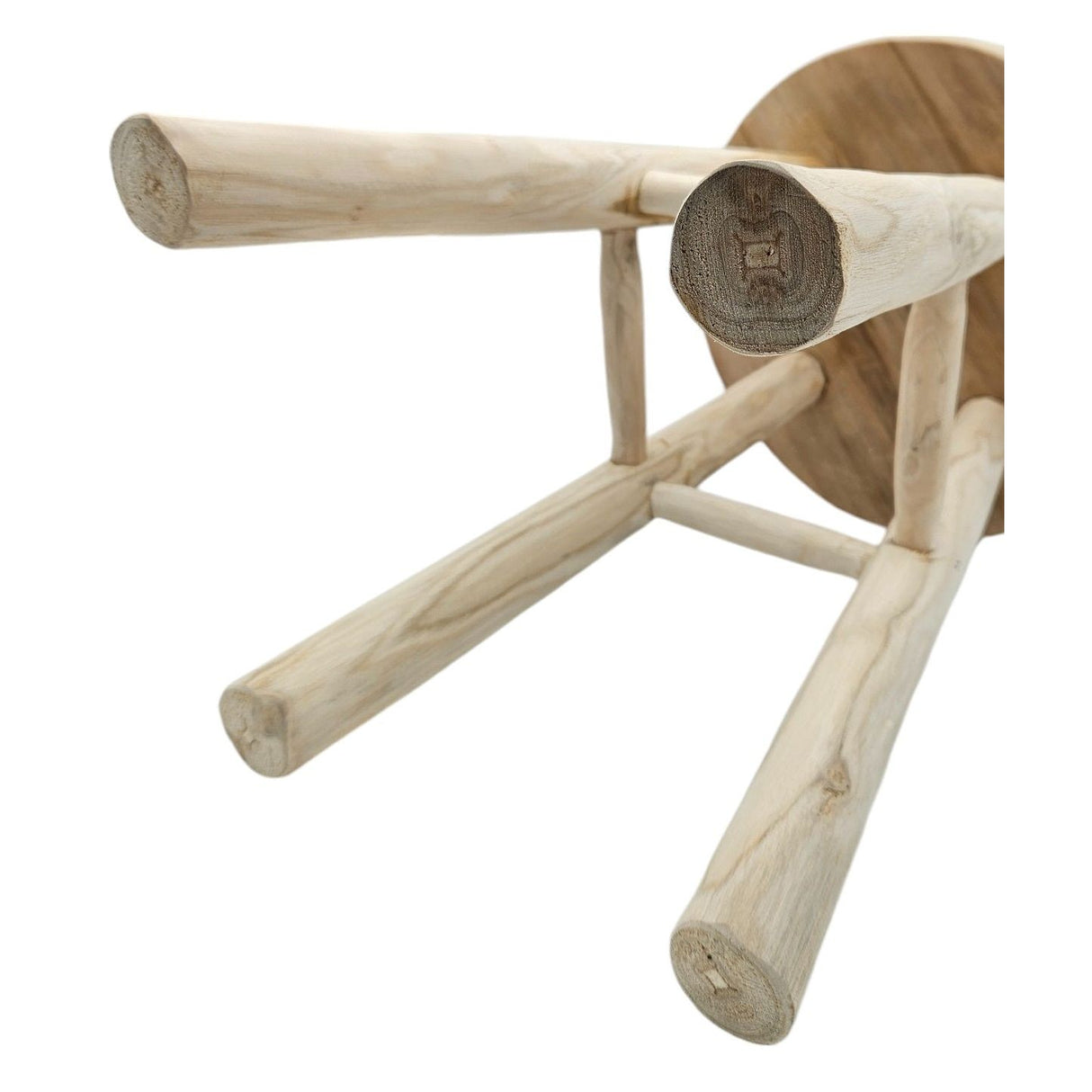 Beistelltisch Teakholz Tisch Natur rund Dekotisch Pflanzentisch Braun Holz Ø30cm