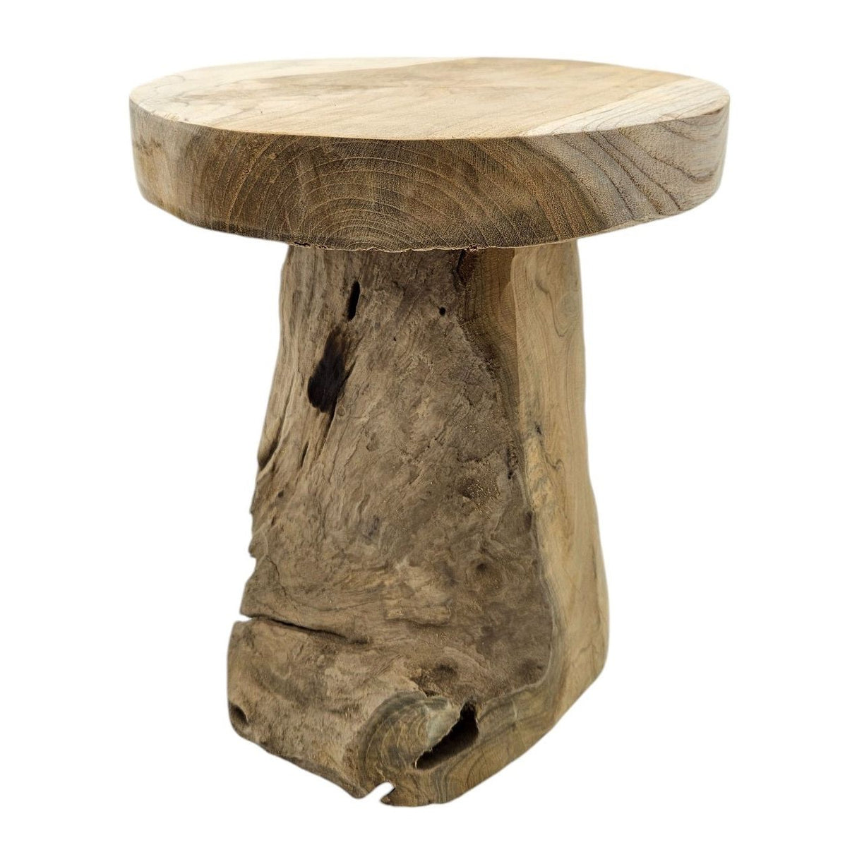 Beistelltisch Teakholz Tisch Natur rund Dekotisch Pflanzentisch Braun Holz Ø25cm