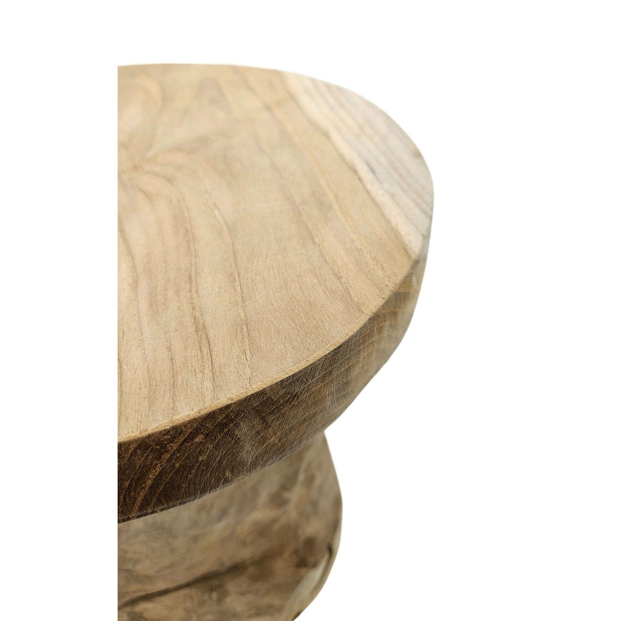 Beistelltisch Teakholz Tisch Natur rund Dekotisch Pflanzentisch Braun Holz Ø25cm