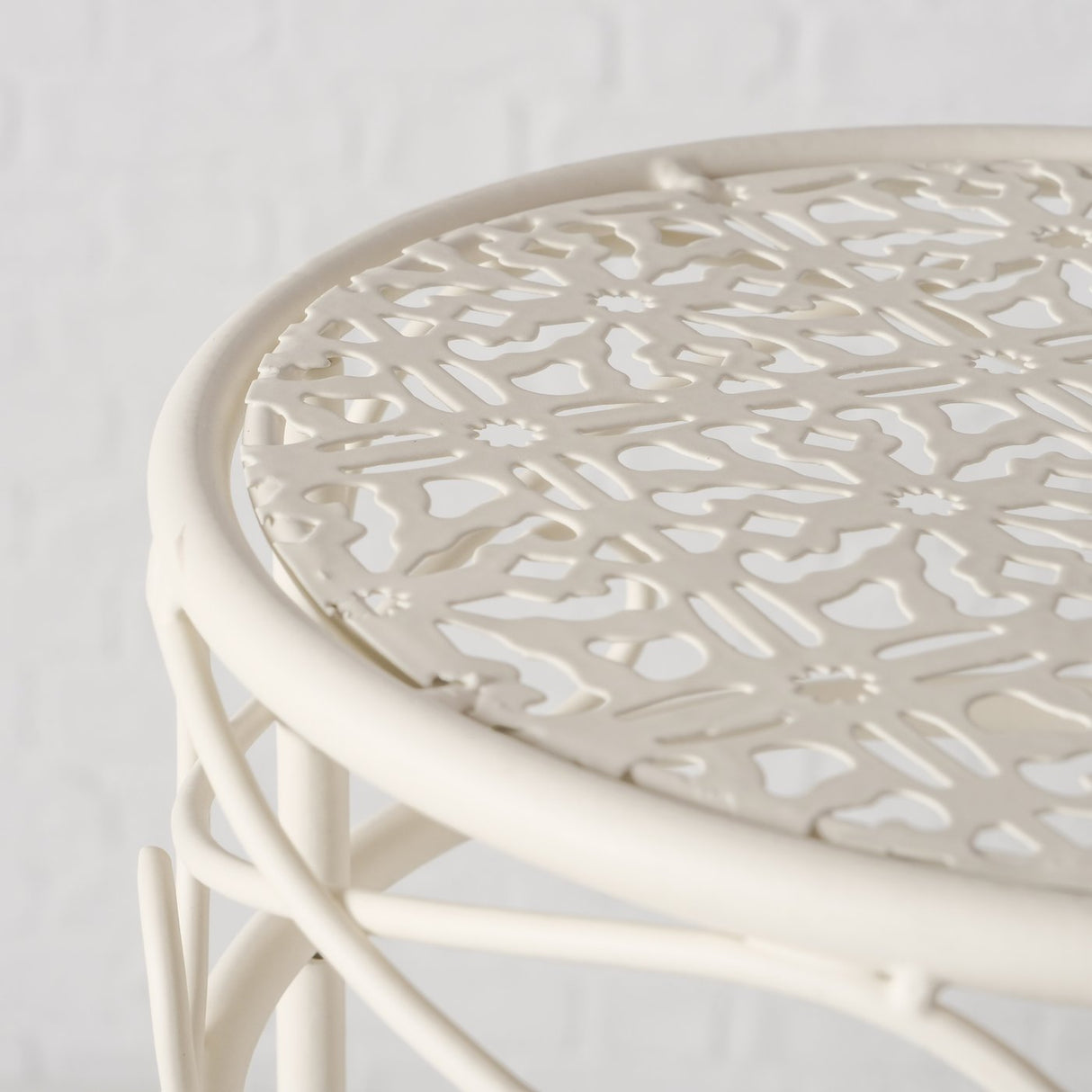 Hoher Beistelltisch weiß Metall Telefontisch Pflanzentisch Blumenständer Tisch