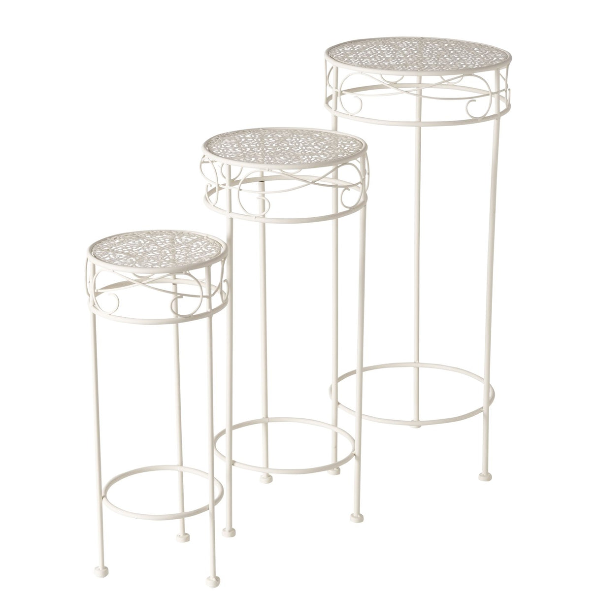 Hoher Beistelltisch weiß Metall Telefontisch Pflanzentisch Blumenständer Tisch