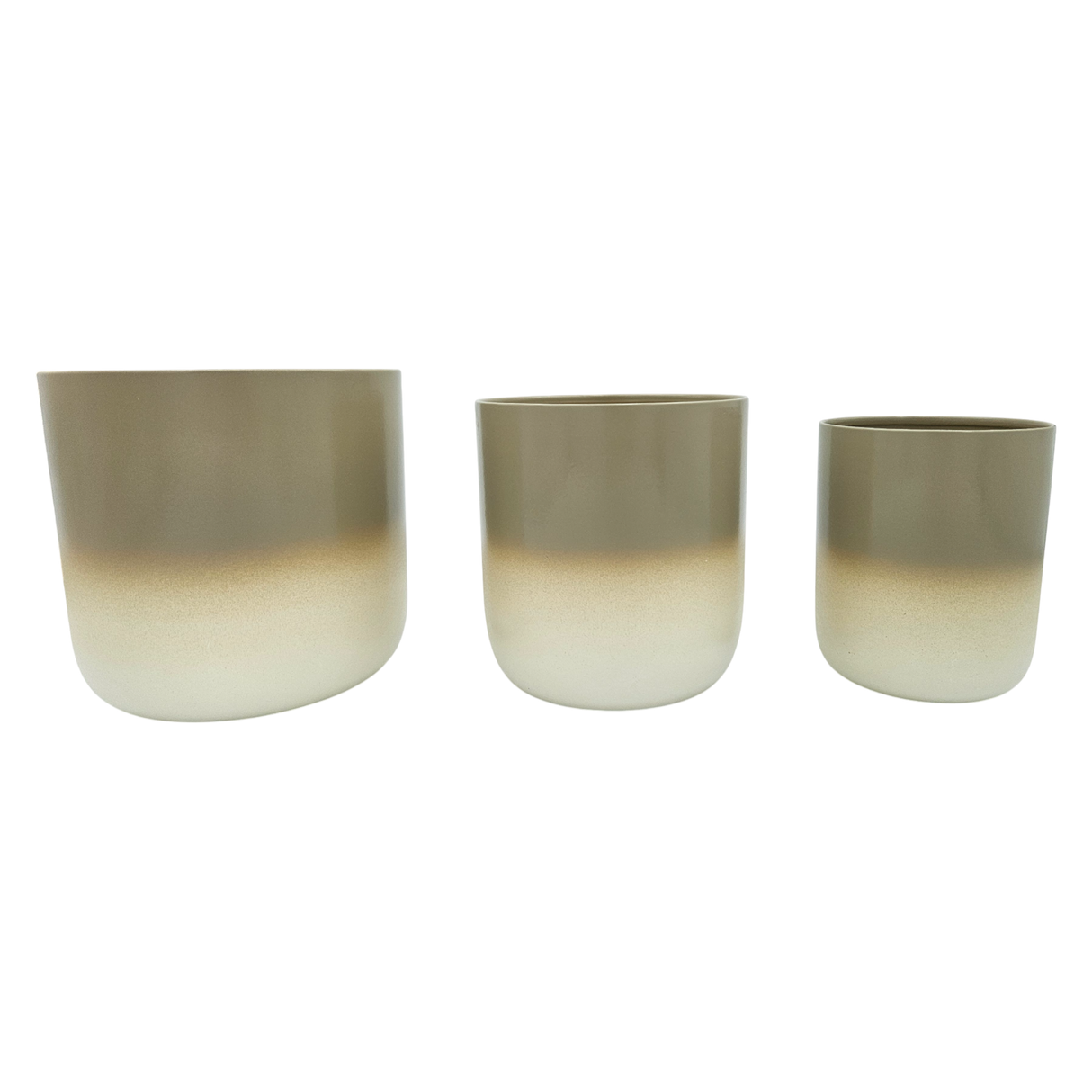 Pflanztopf Übertopf Blumentopf 3er Set Metalltopf creme beige rund Pflanzenübertopf