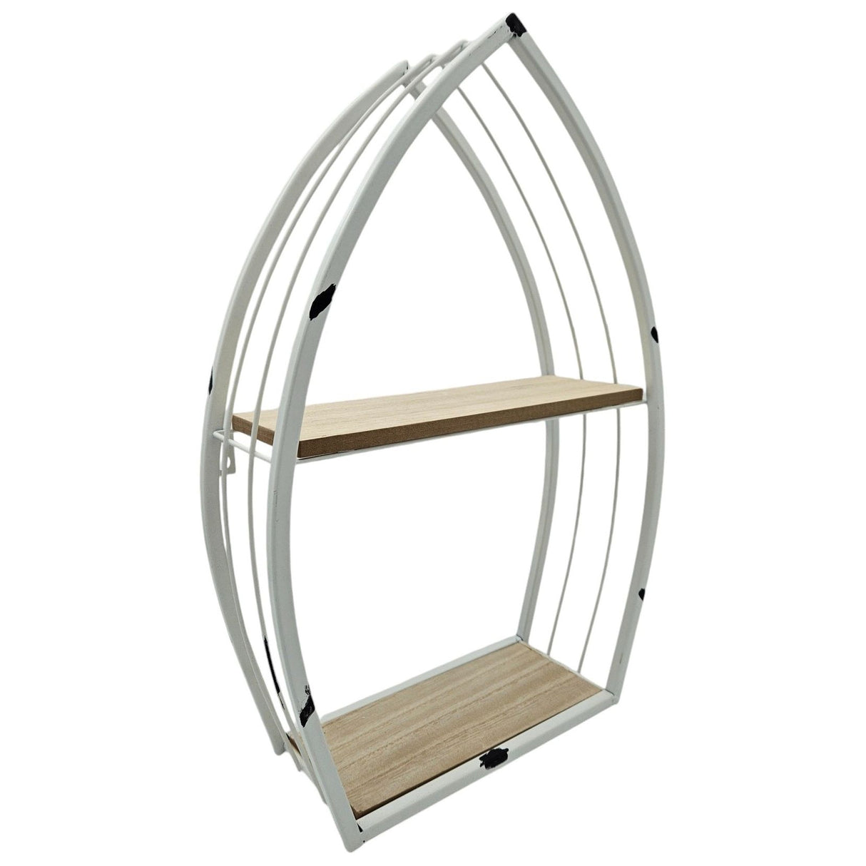 Regal Boot Weiß Wandregal Maritim Metall MDF-Holz 48x32x12 cm Dekoregal Shabby