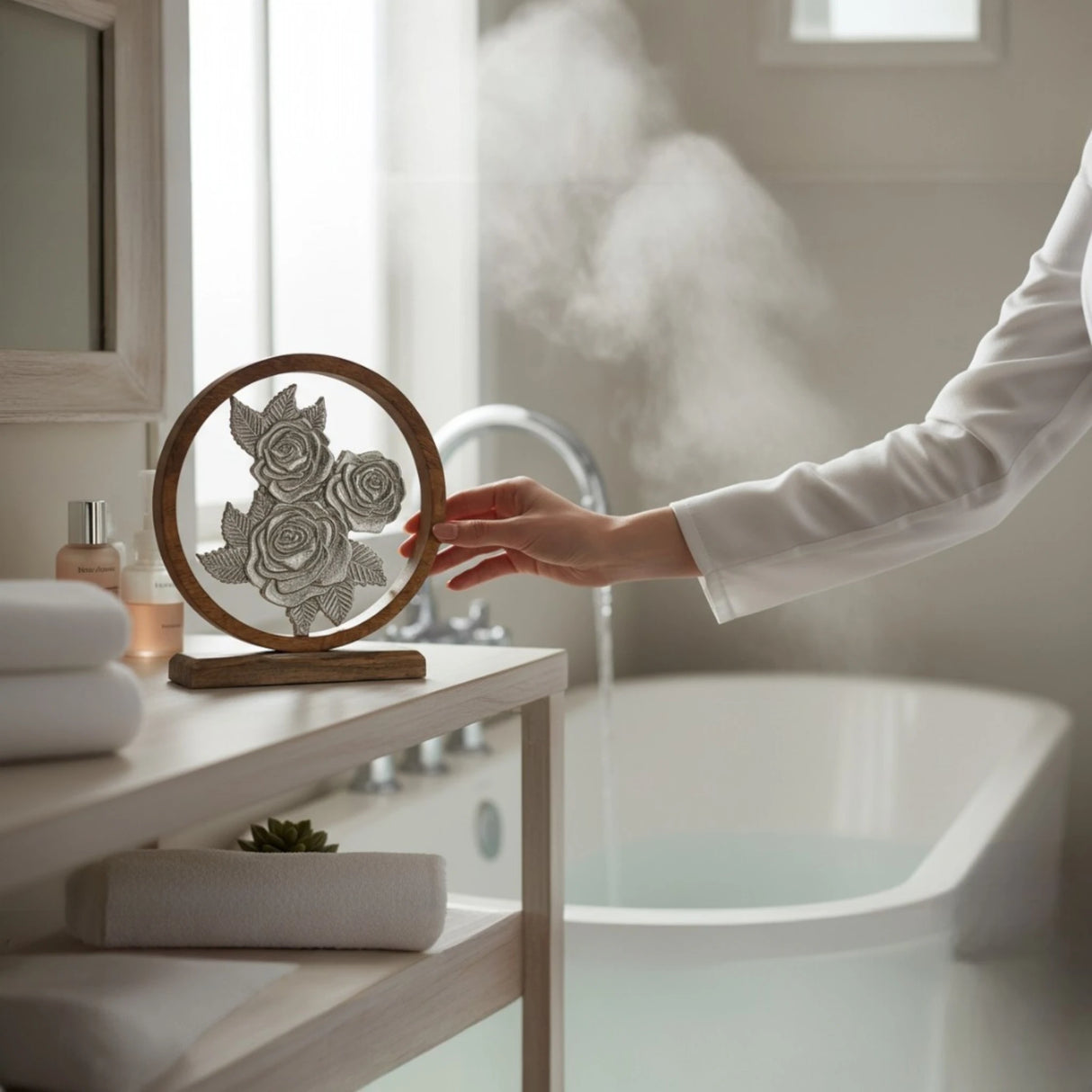 Dekoschild mit Blumen Deko Schild Aufsteller Holzschild Metall Rosen Geschenk Mangoholz