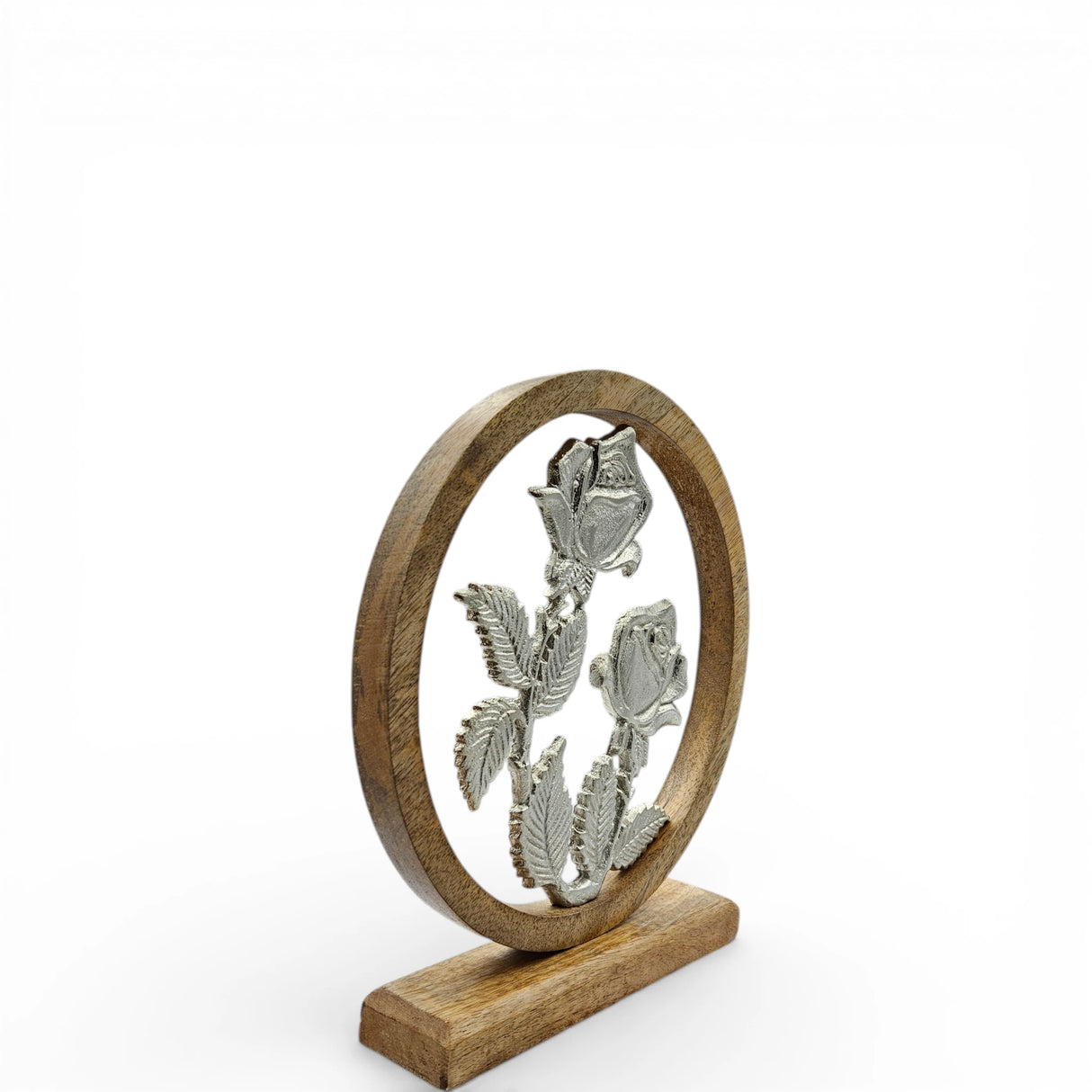 Holzschild mit Blumen Deko Schild Aufsteller Holzschild Metall Rosen Geschenk Mangoholz - Holzschild