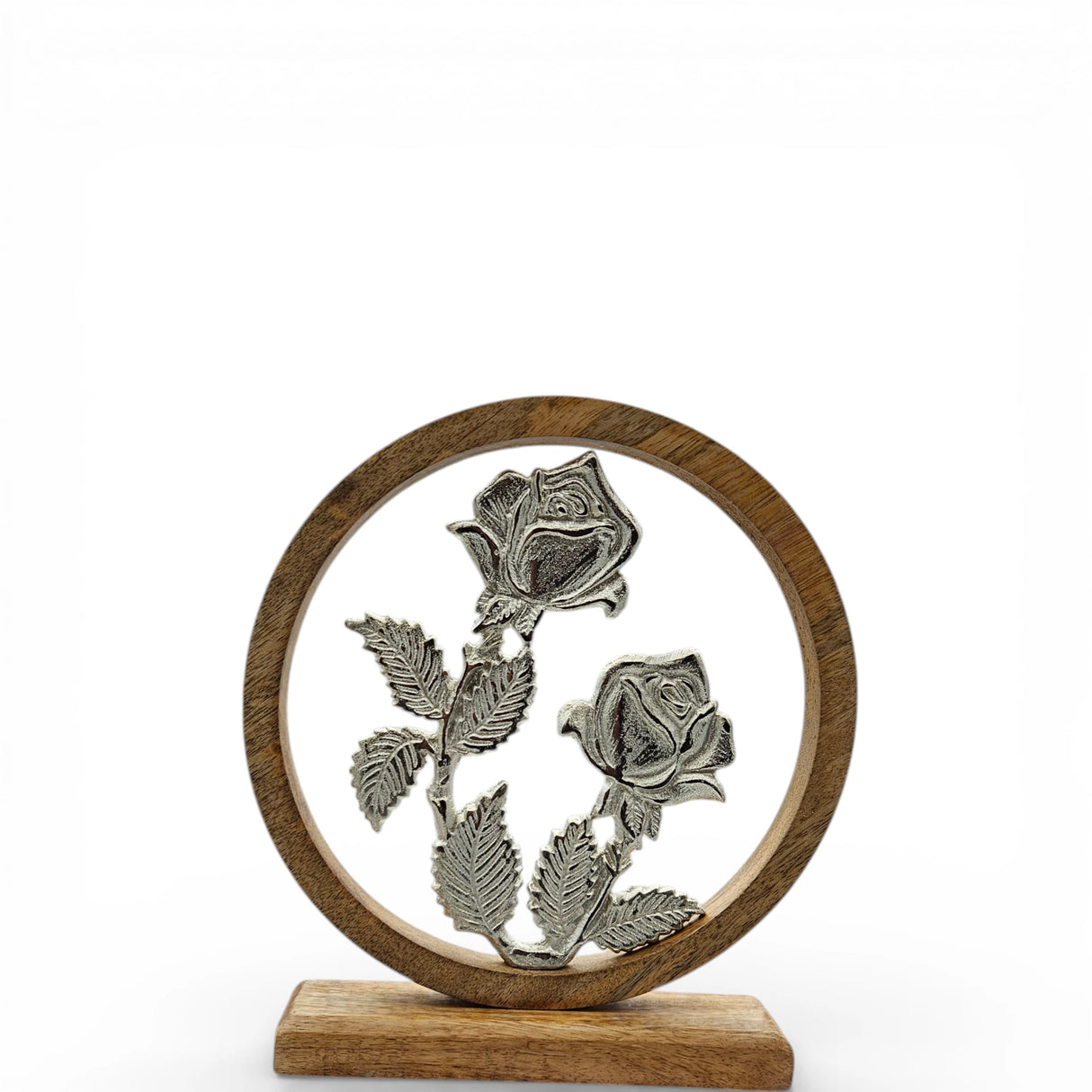 Holzschild mit Blumen Deko Schild Aufsteller Holzschild Metall Rosen Geschenk Mangoholz - Holzschild