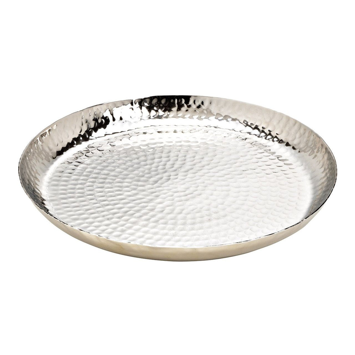 Teller silber Metallteller Deko Schale Hammerschlag Kerzenteller rund 37 cm