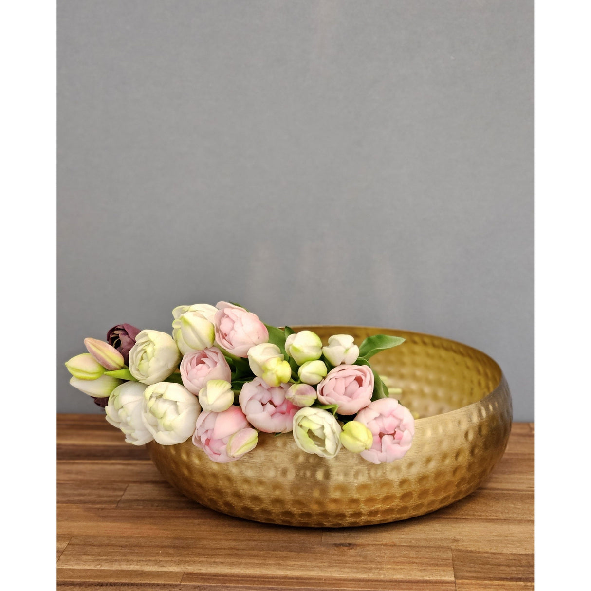 Metall Dekoschale Schale Metallschüssel rund gehämmert Hammerschlag gold 35 cm