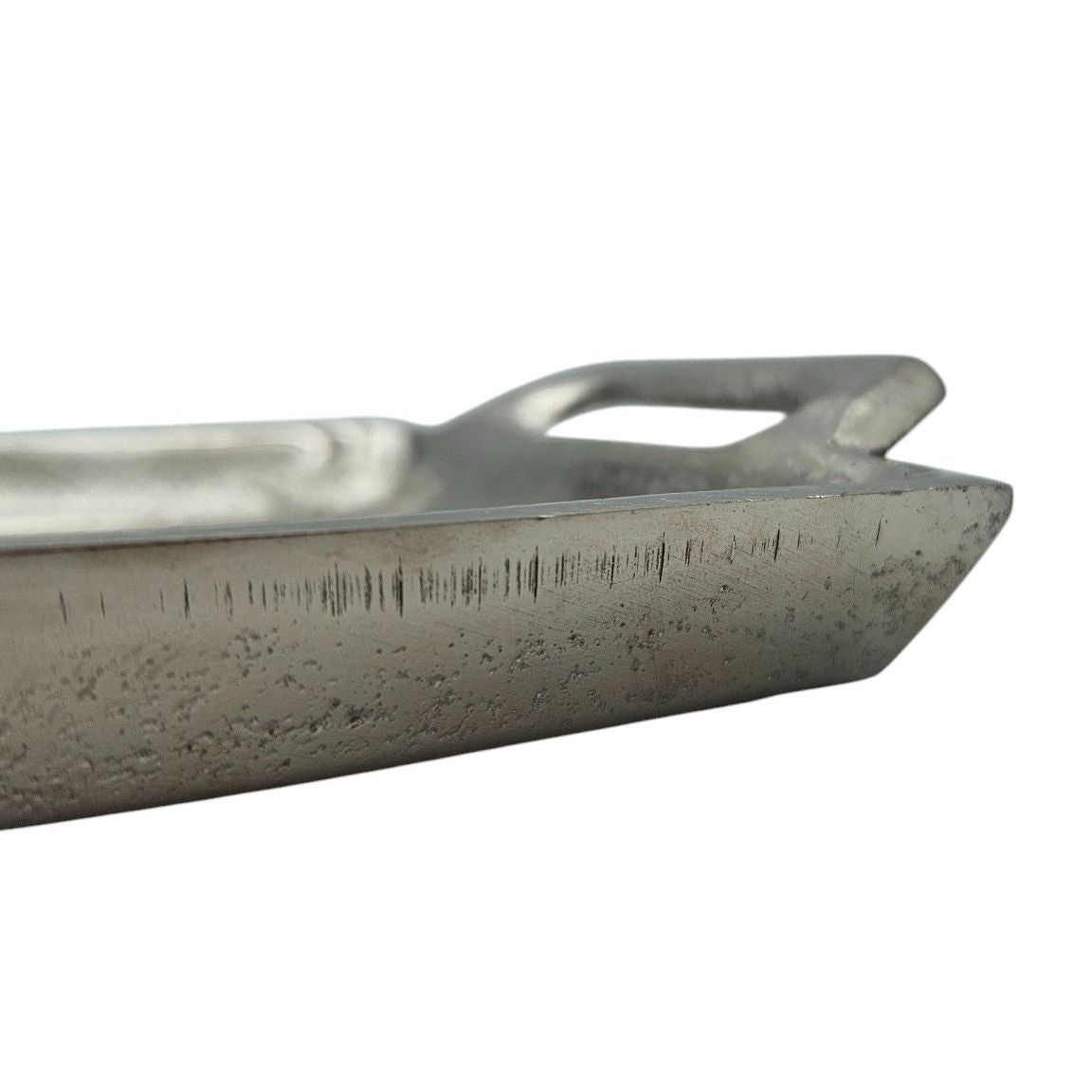 Metalltablett Tablett Serviertablett lang 59 cm Dekotablett silber mit Henkel