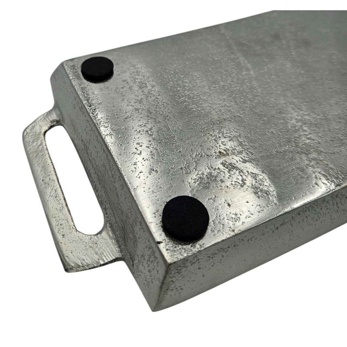 Metalltablett Tablett Serviertablett lang 59 cm Dekotablett silber mit Henkel