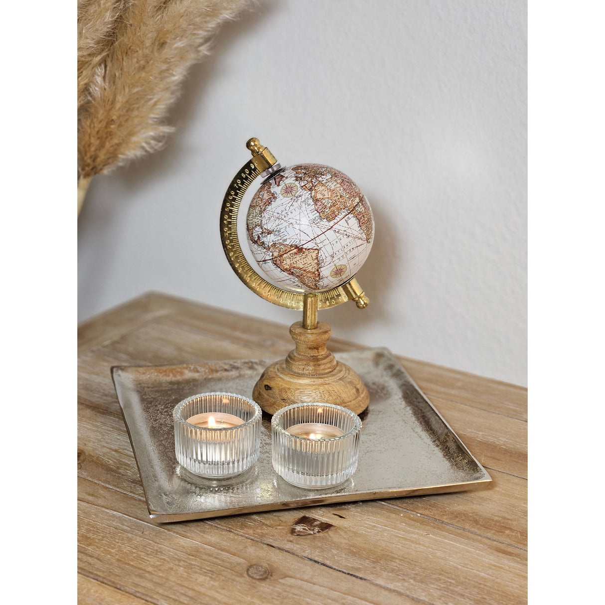 Dekoschale Dekoteller Metall Kerzentablett 20x20 cm Tablett Silber Quadratisch