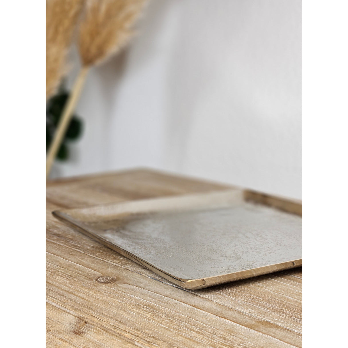 Dekoschale Dekoteller Metall Kerzentablett 20x20 cm Tablett Silber Quadratisch