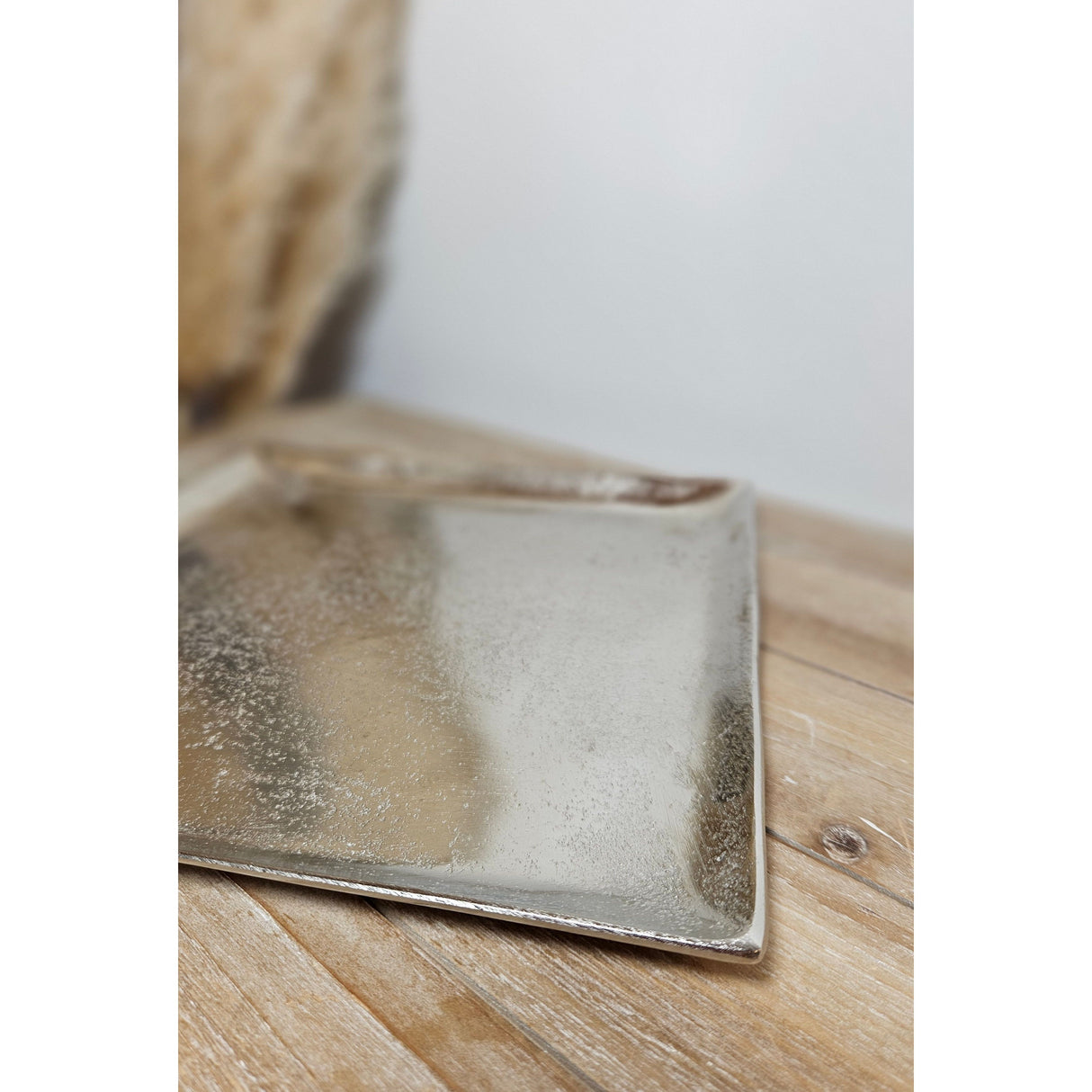 Dekoschale Dekoteller Metall Kerzentablett 25x25 cm Tablett Silber Quadratisch