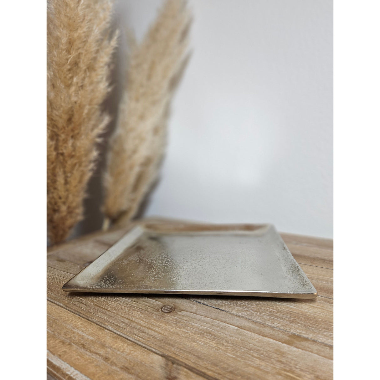 Dekoschale Dekoteller Metall Kerzentablett 25x25 cm Tablett Silber Quadratisch