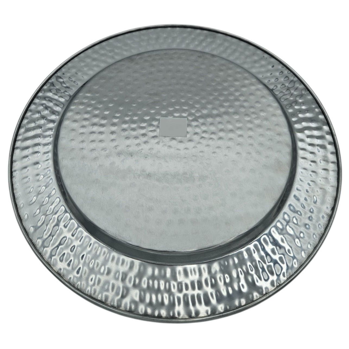 Dekoteller Kerzentablett Metallteller XXL 45 cm Hammerschlag silber Dekoschale