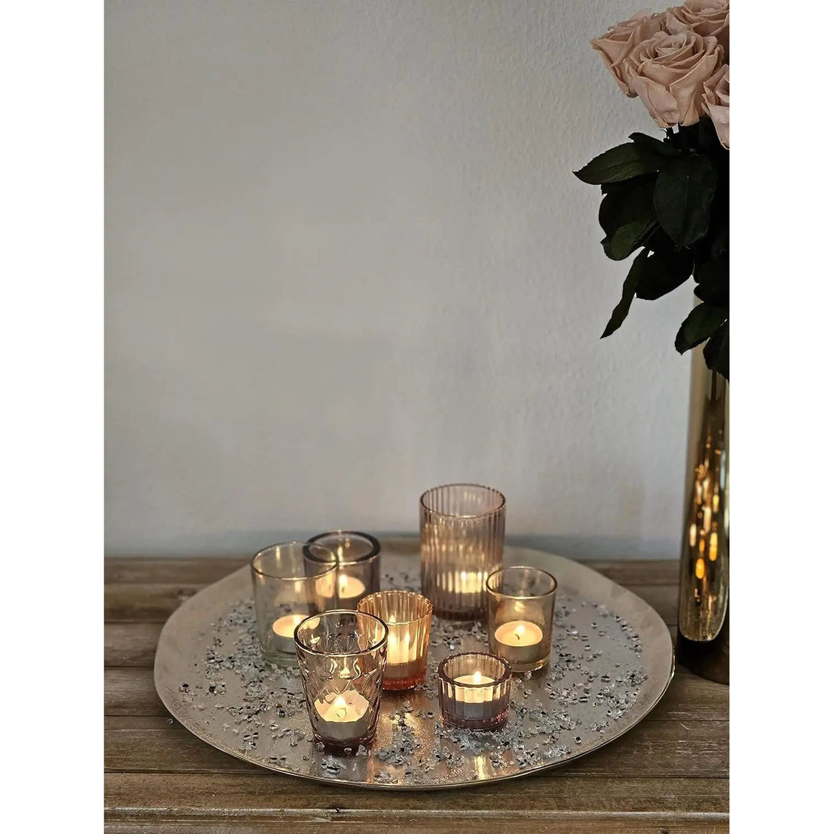 Dekoteller MILLY silber Metall Teller Schale Deko Tablett Kerzenteller Dekoschal