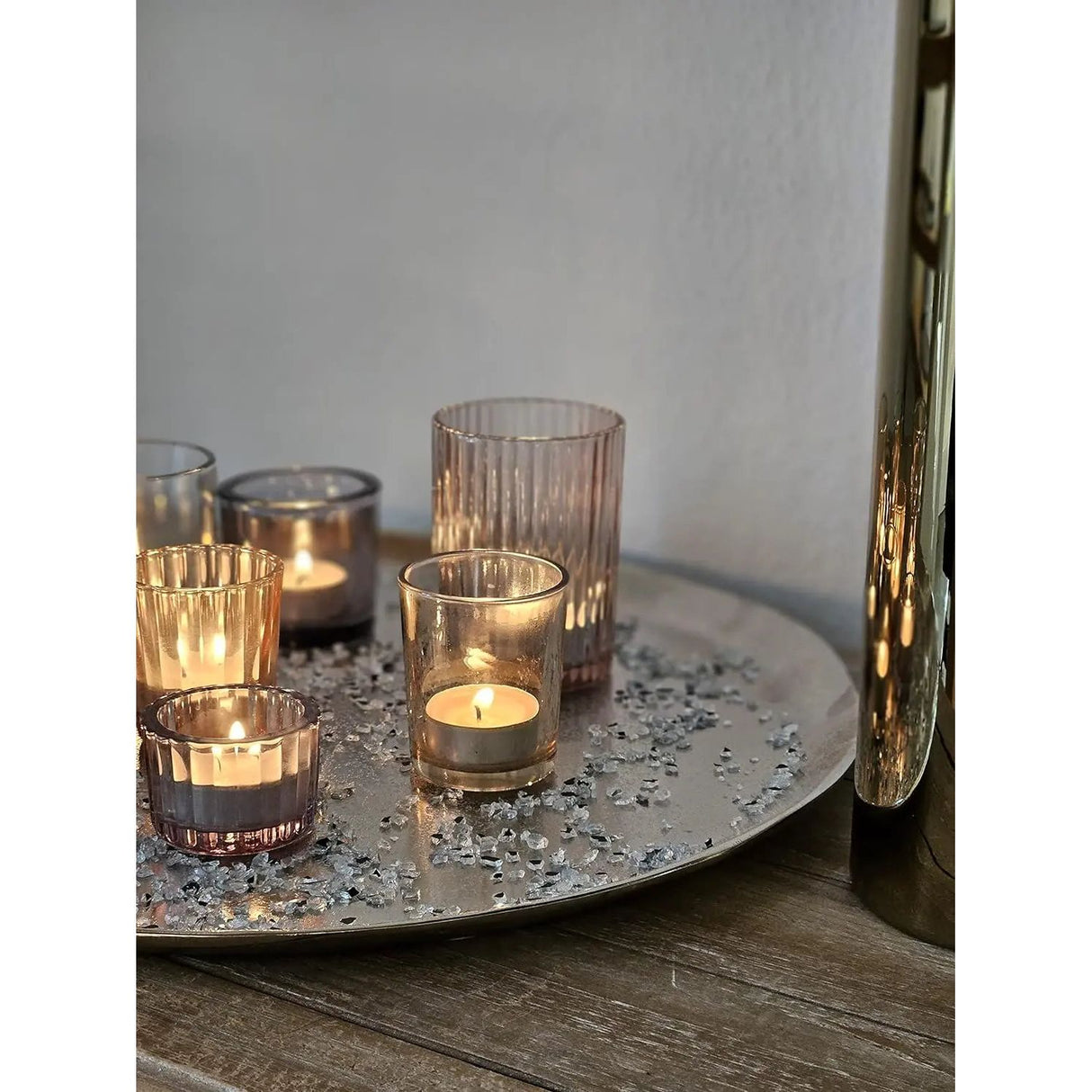 Dekoteller MILLY silber Metall Teller Schale Deko Tablett Kerzenteller