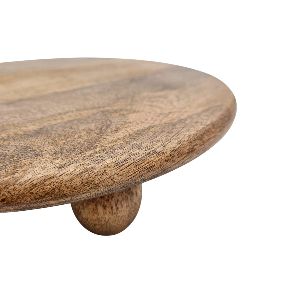 Dekoteller rund auf Füßen Kerzentablett Mangoholz 29 cm Holztablett Blumenhocker Dekorativ