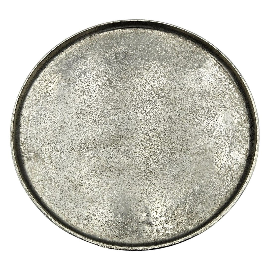 Deko Teller Schale silber rund 35 cm Kerzentablett Schale Metall Dekoration schwere Qualität