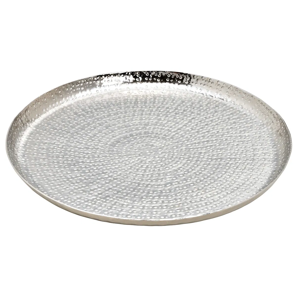 Teller Dekoteller Silber Metall rund Hammerschlag Kerzenteller Schale Ø 33 cm