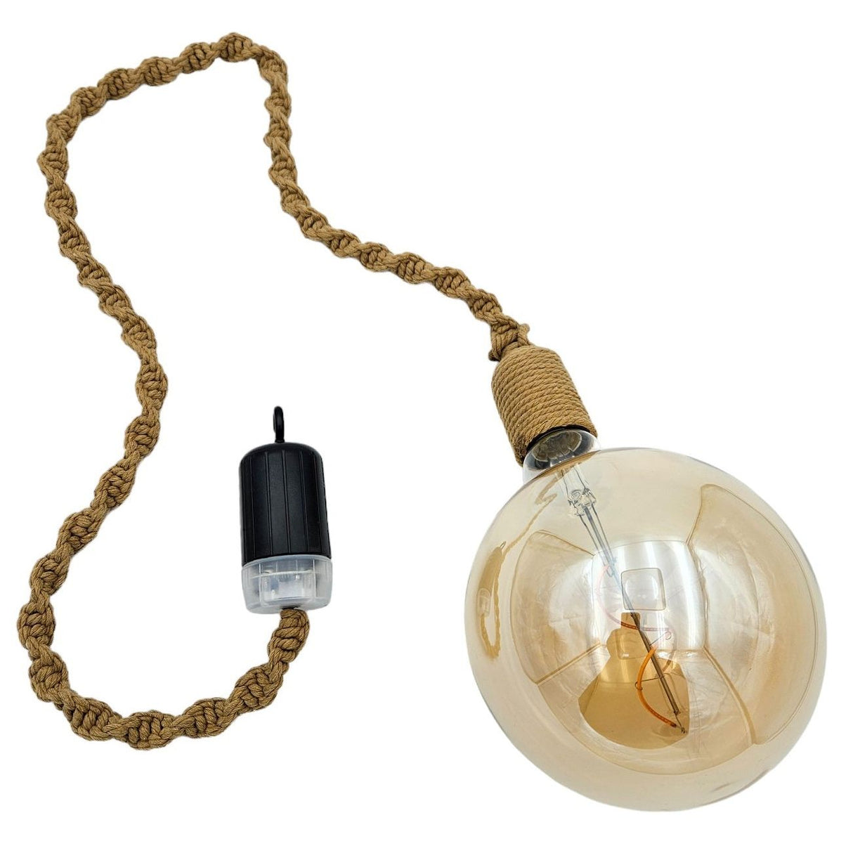 Hängelampe LED Braun Seil Macrame Hängeleuchte Timer Fernbedienung Ø15cm Lampe