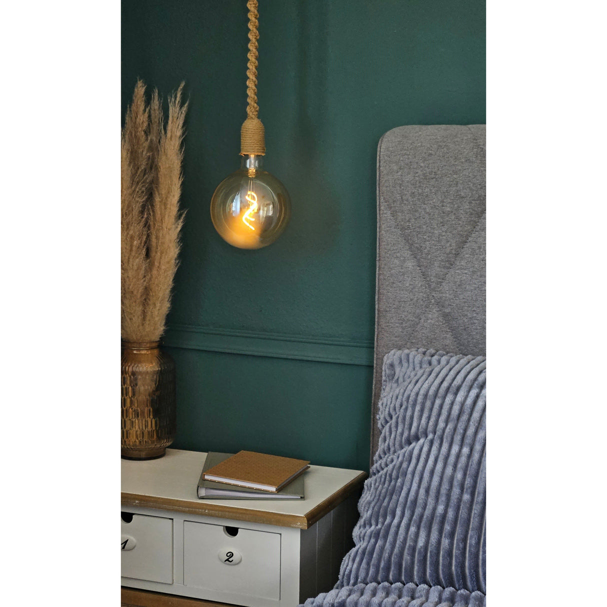 Hängelampe LED Braun Seil Macrame Hängeleuchte Timer Fernbedienung Ø15cm Lampe