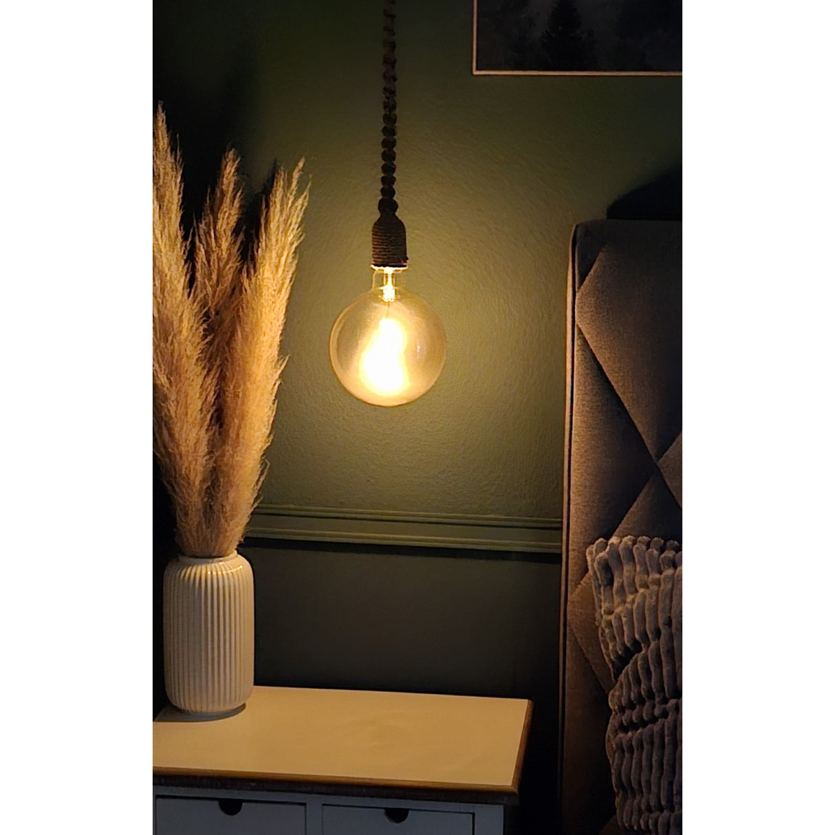 Hängelampe LED Braun Seil Macrame Hängeleuchte Timer Fernbedienung Ø15cm Lampe