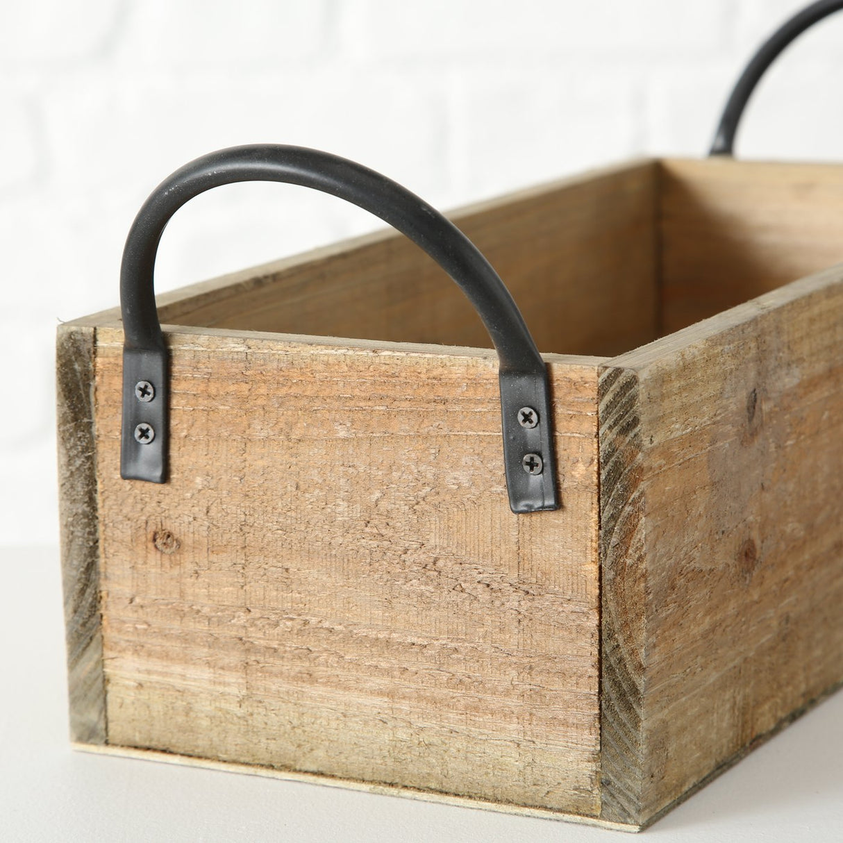 Holzkiste braun Dekokiste shabby Kiste Obstkiste Holz Deko Landhaus mit Griffen