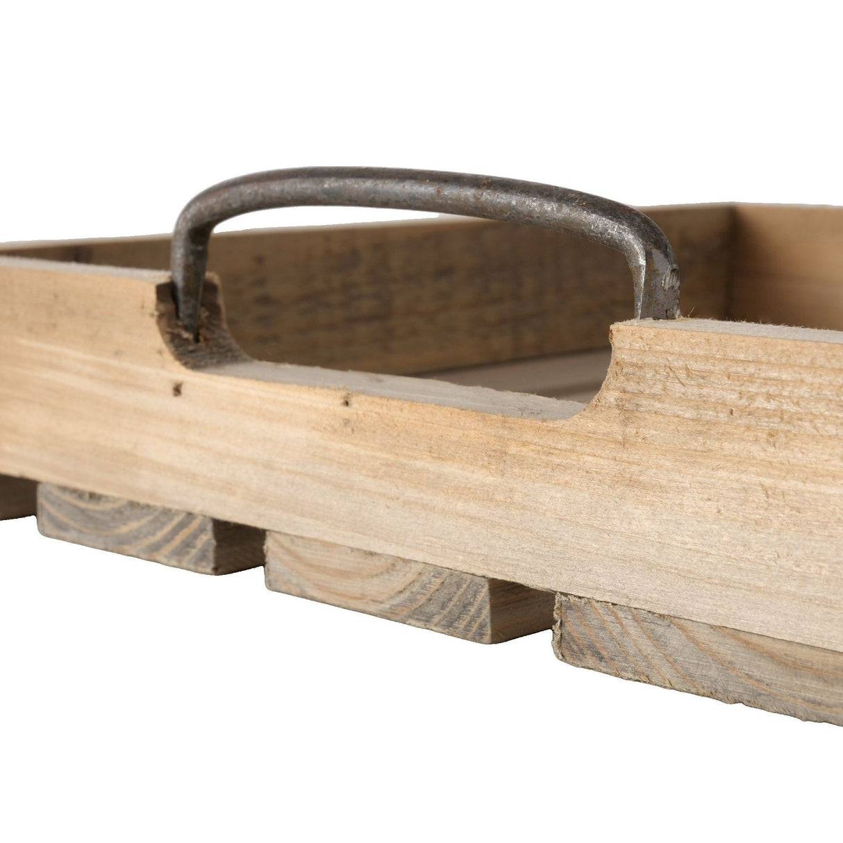 Dekotablett Serviertablett Holztablett braun 30 cm cm Holz Metallgriff dekorativ 2er Set