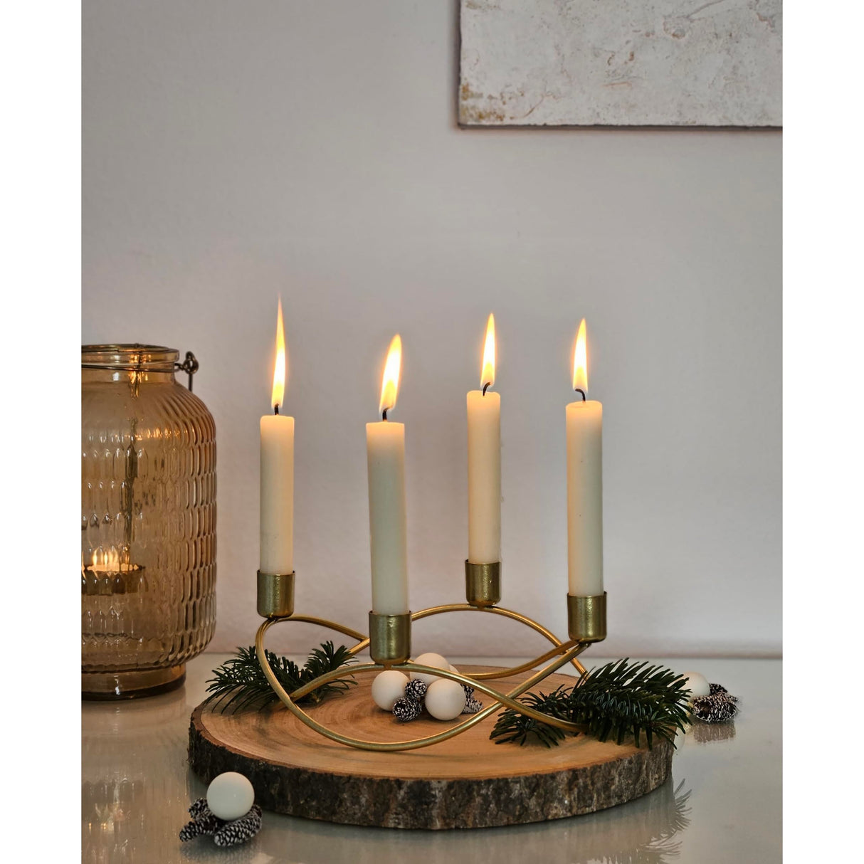 Kerzenständer gold Metall Kerzenleuchter Adventskranz Deko Kerzenhalter Ø 21 cm
