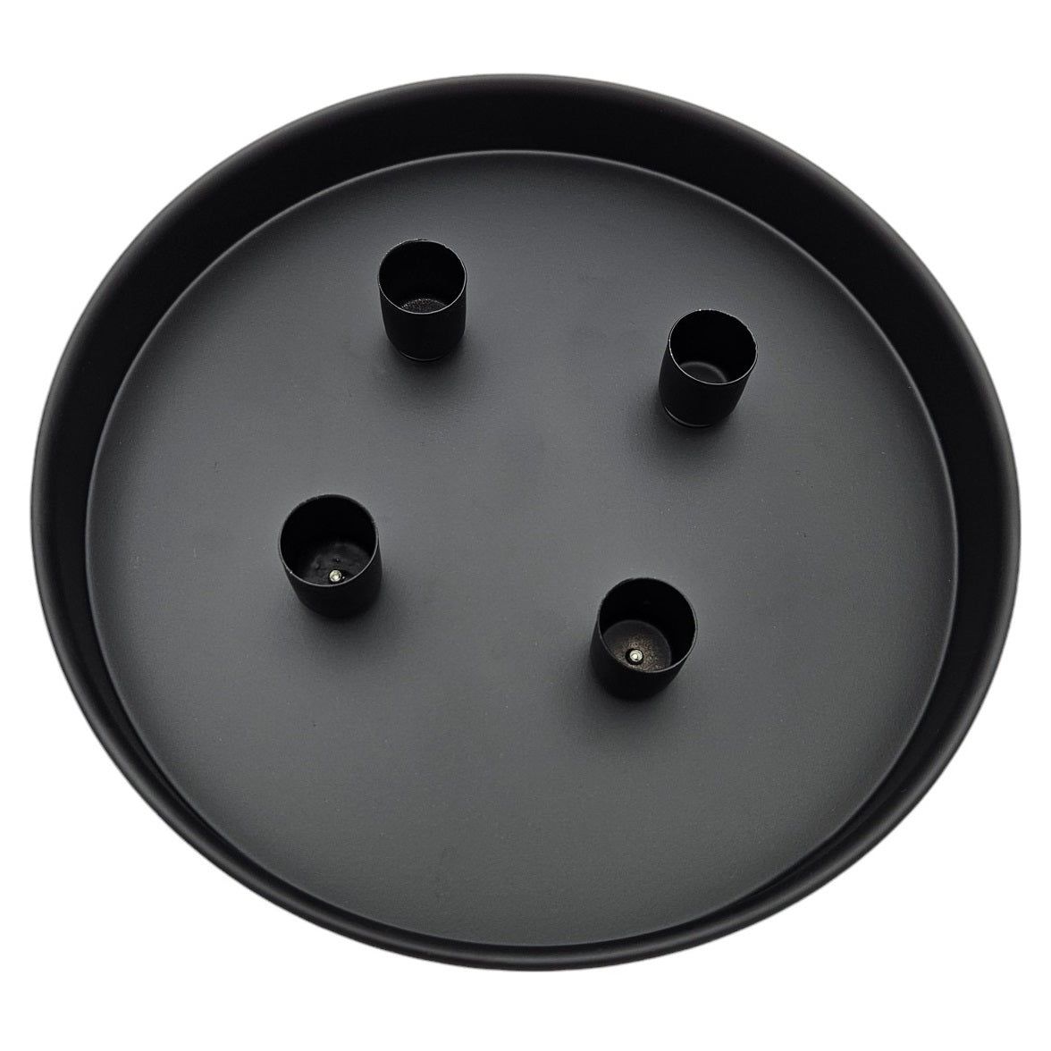 Kerzenteller Kerzentablett magnetische Kerzenhalter Tablett schwarz Metall 25 cm
