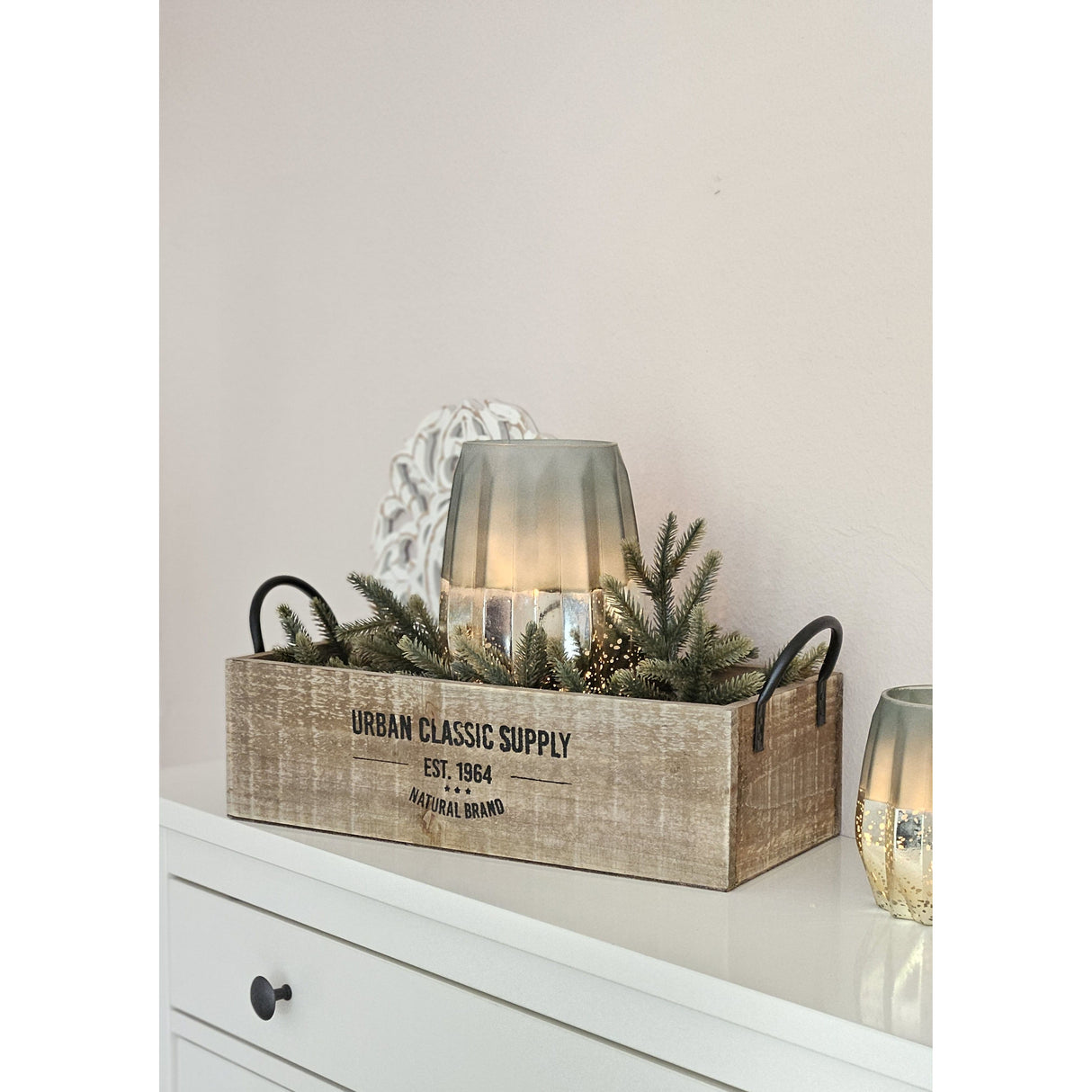 Holzkiste braun Dekokiste shabby Kiste Obstkiste Holz Deko Landhaus mit Griffen